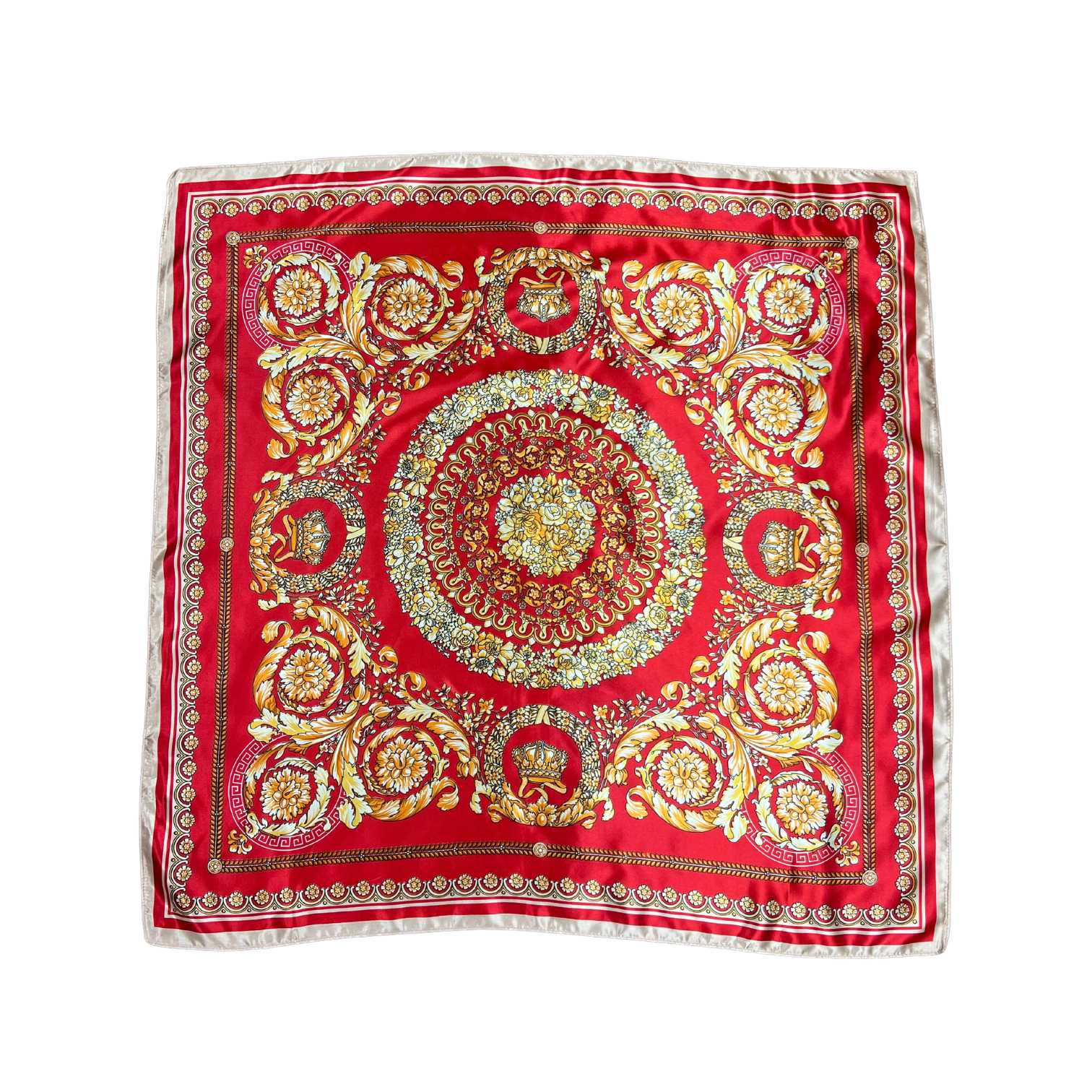 Golden Pattern Silk Touch Square Scarf