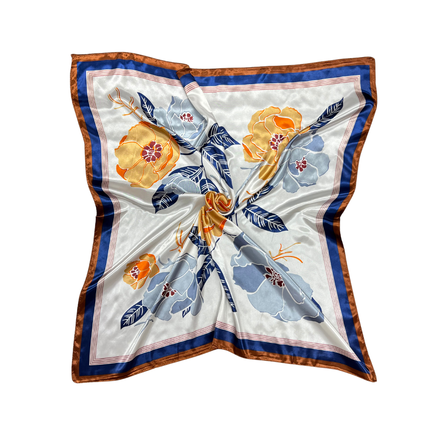 Floral Pattern Silk Touch Square Scarf