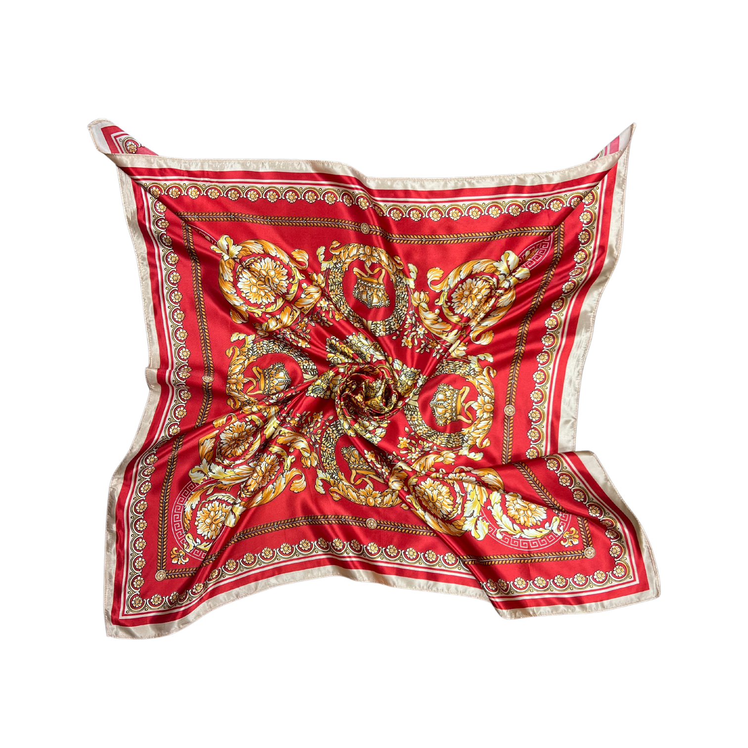 Golden Pattern Silk Touch Square Scarf