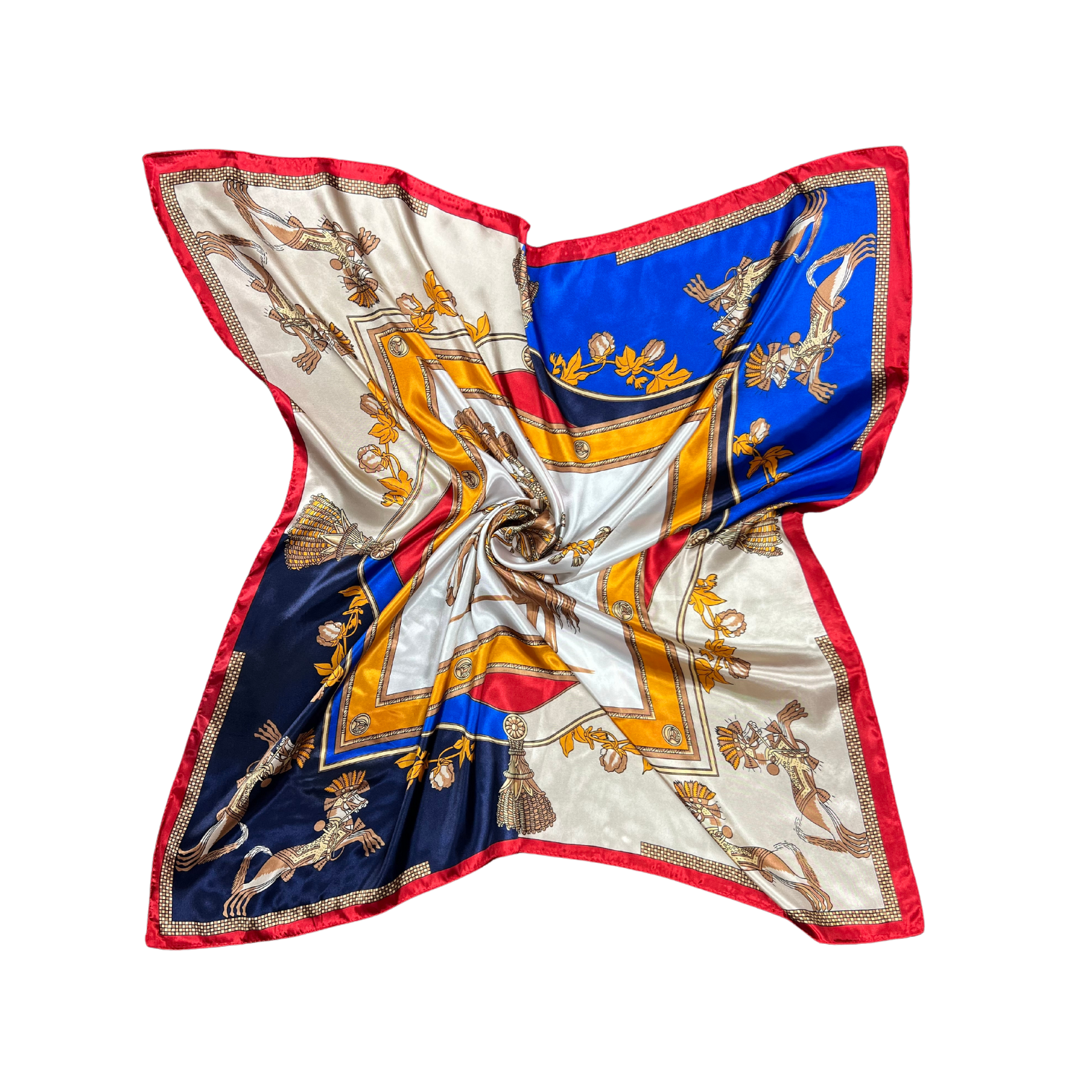 Armed Horse Pattern Silk Touch Square Scarf