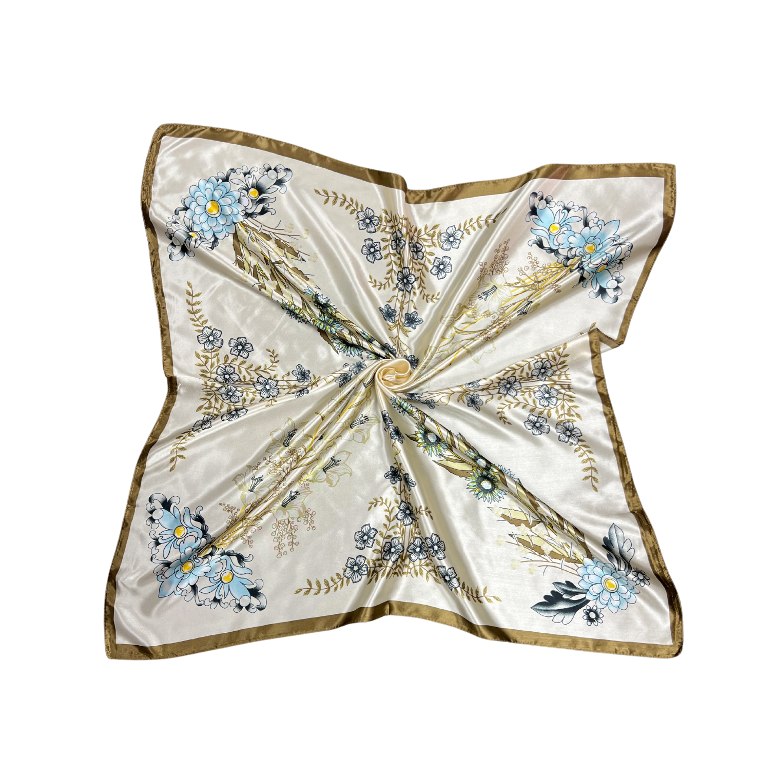 Multi-floral Pattern Silk Touch Square Scarf