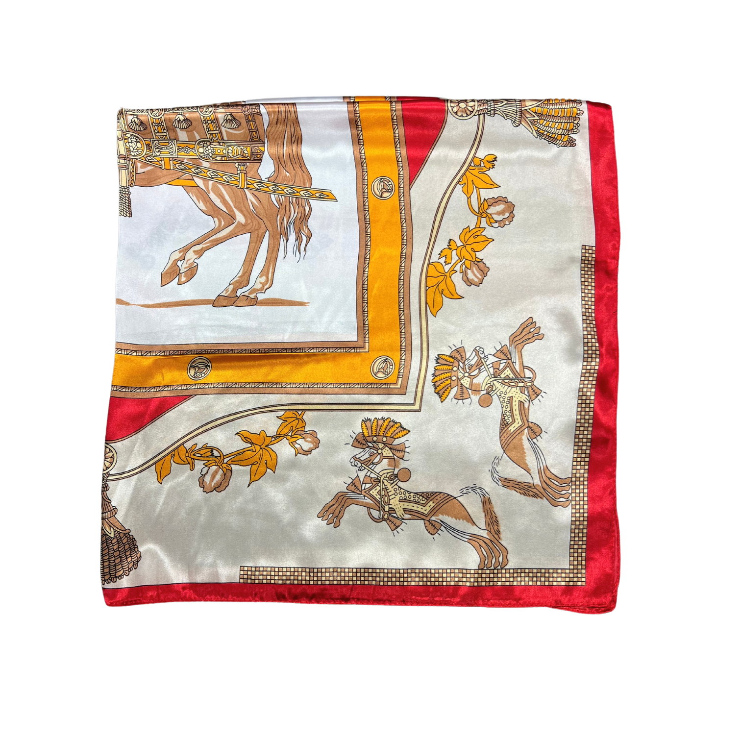 Armed Horse Pattern Silk Touch Square Scarf