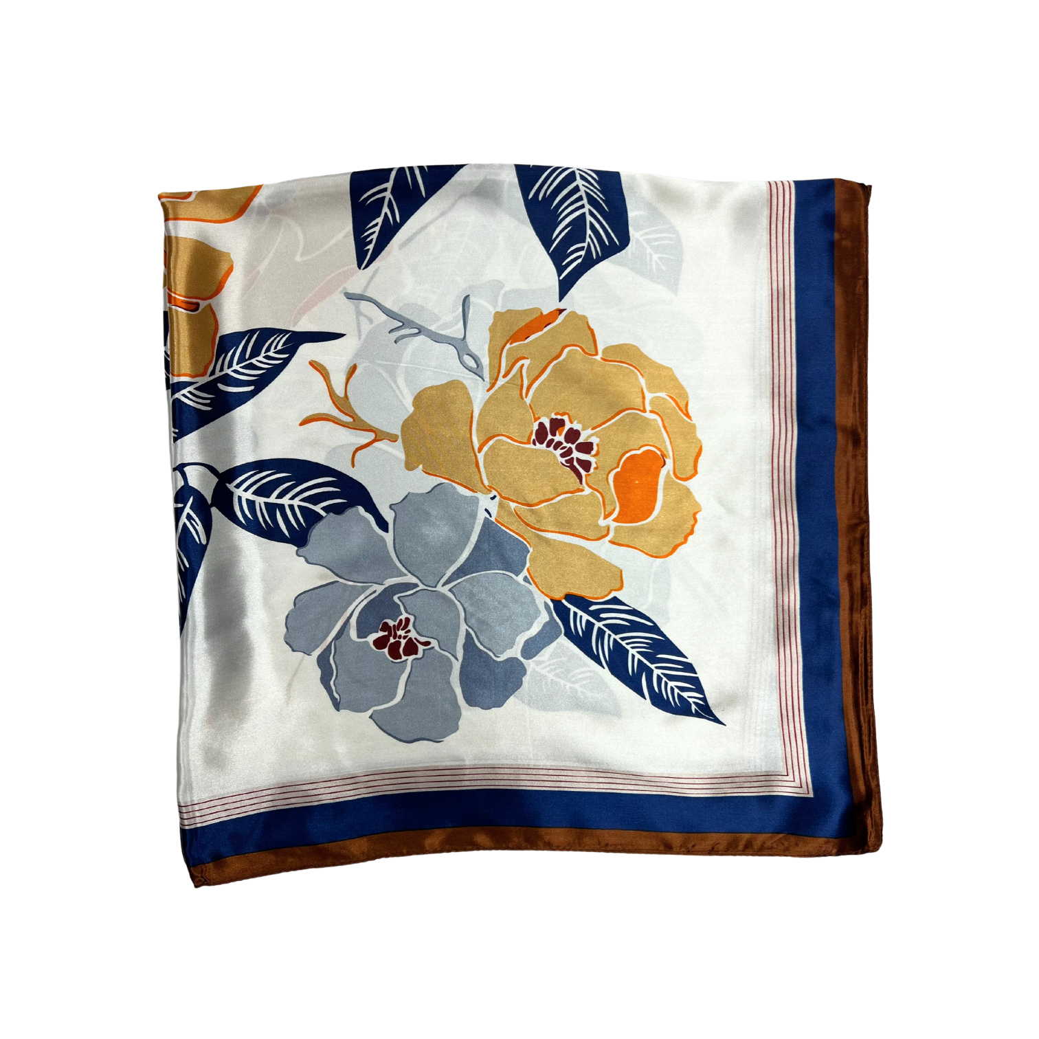 Floral Pattern Silk Touch Square Scarf