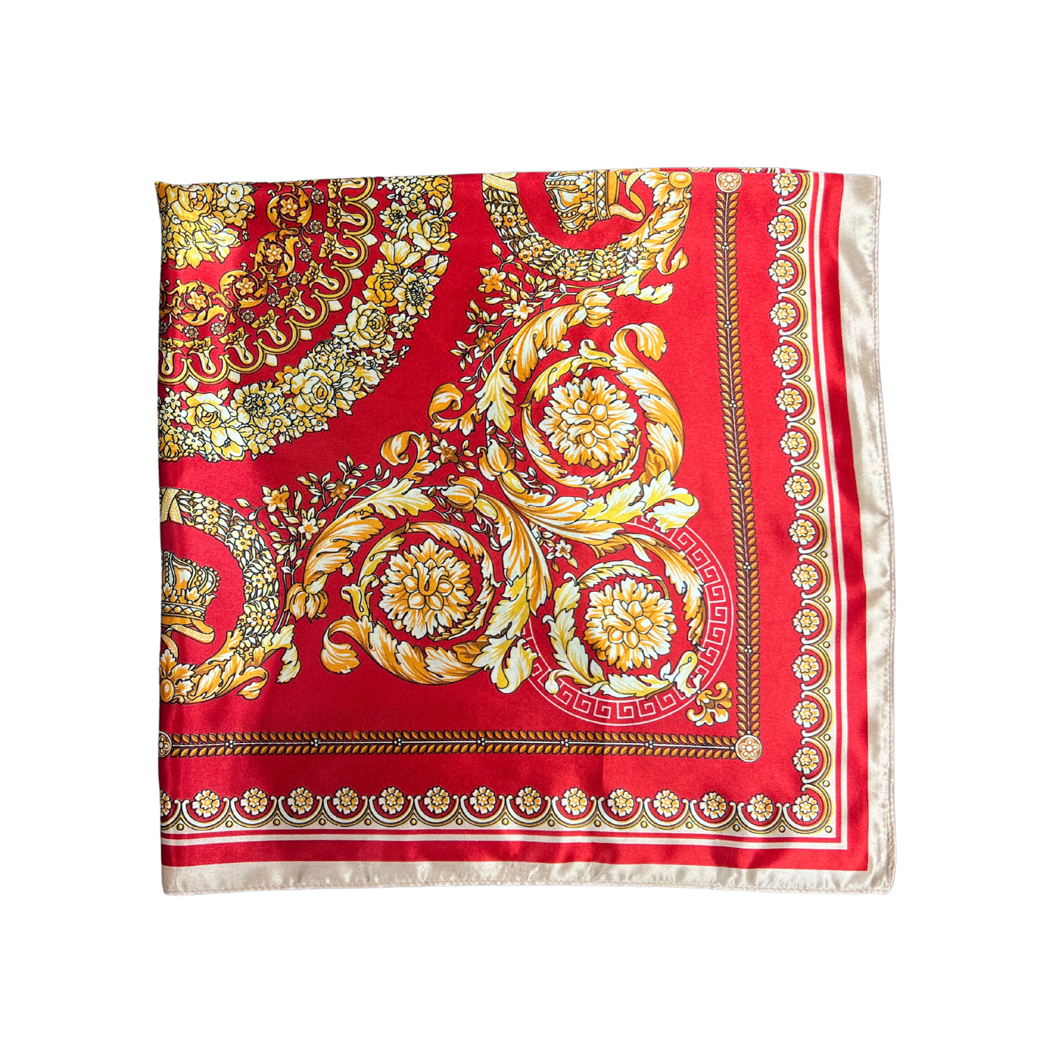 Golden Pattern Silk Touch Square Scarf