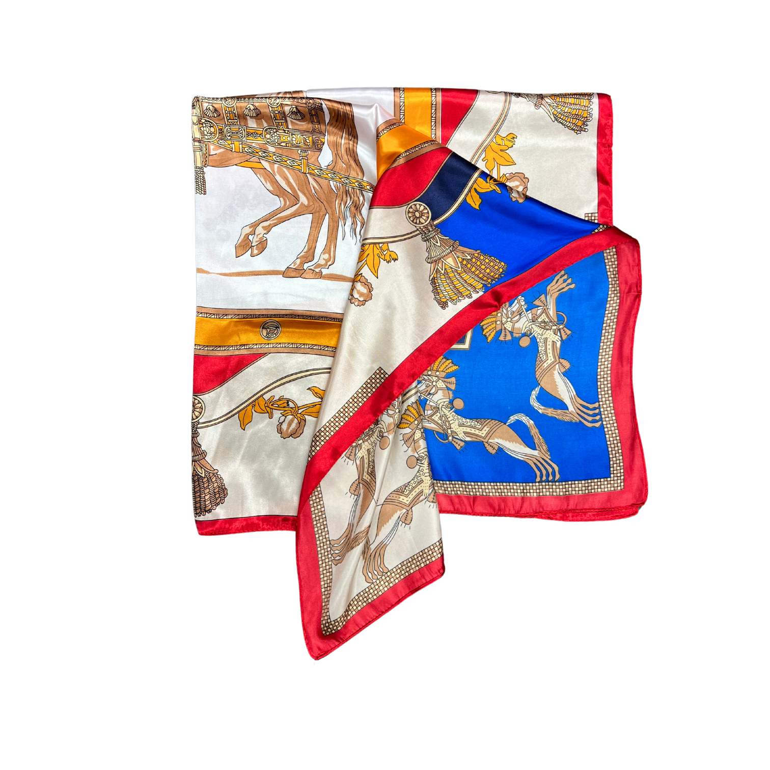 Armed Horse Pattern Silk Touch Square Scarf