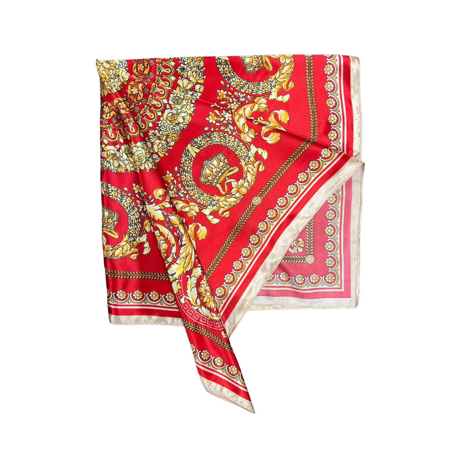 Golden Pattern Silk Touch Square Scarf