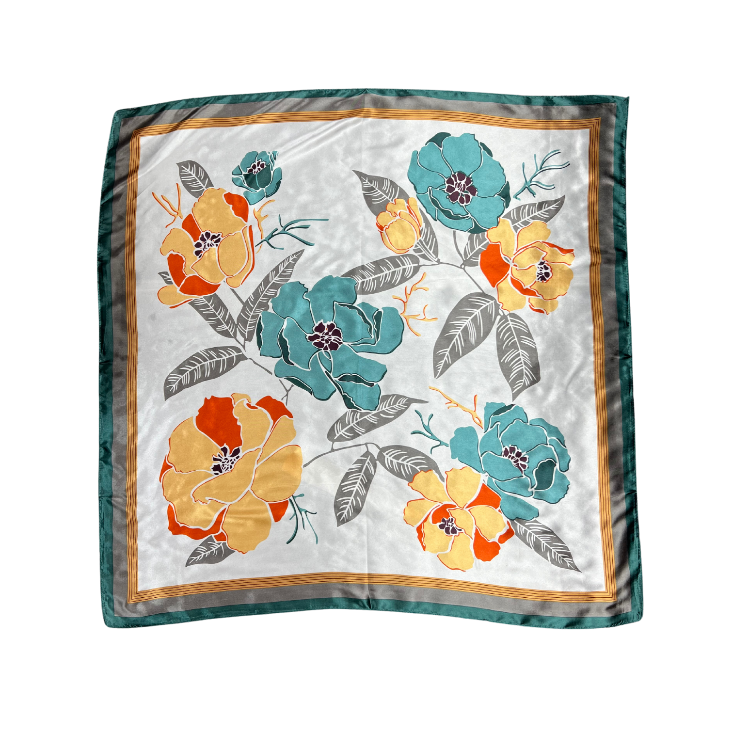 Floral Pattern Silk Touch Square Scarf