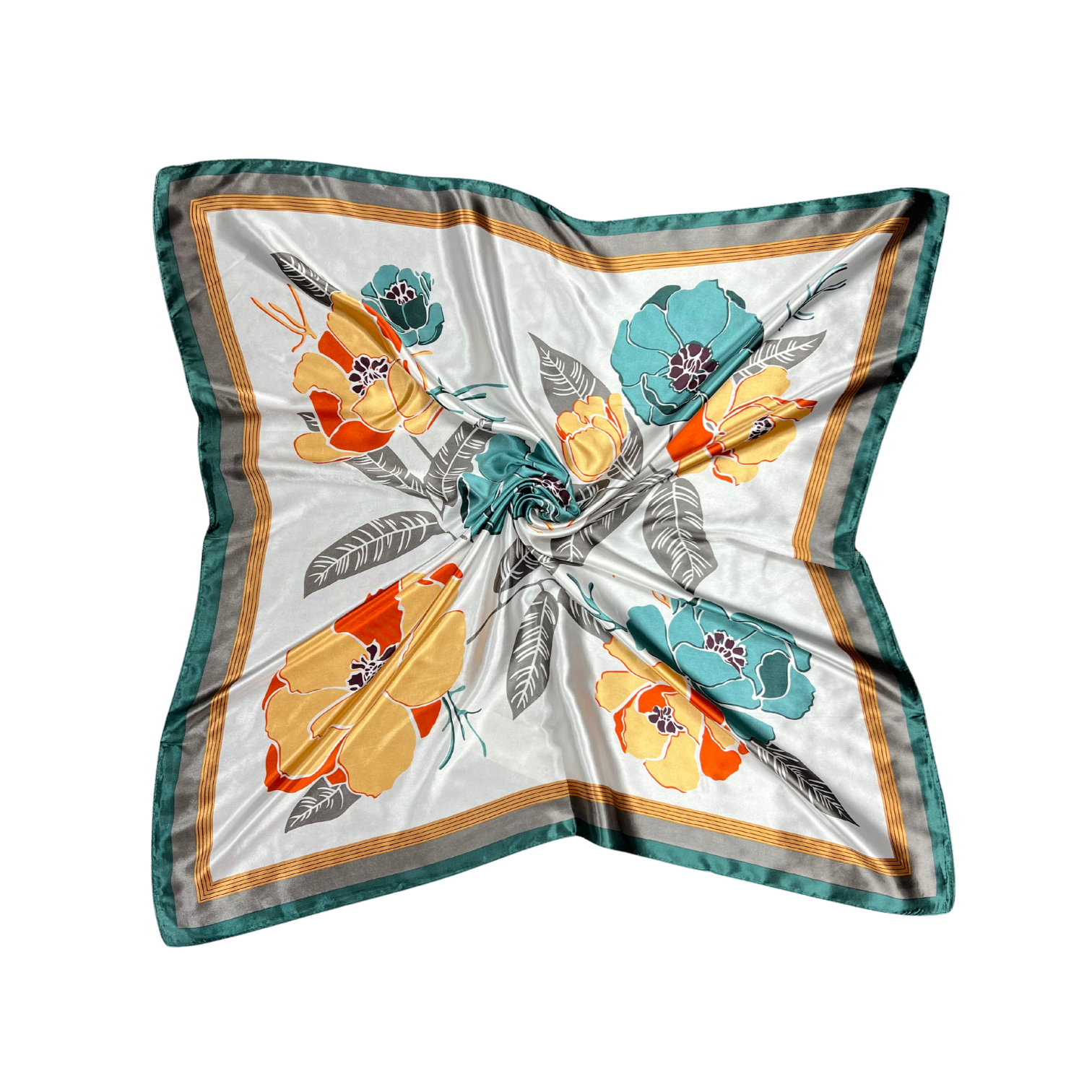 Floral Pattern Silk Touch Square Scarf