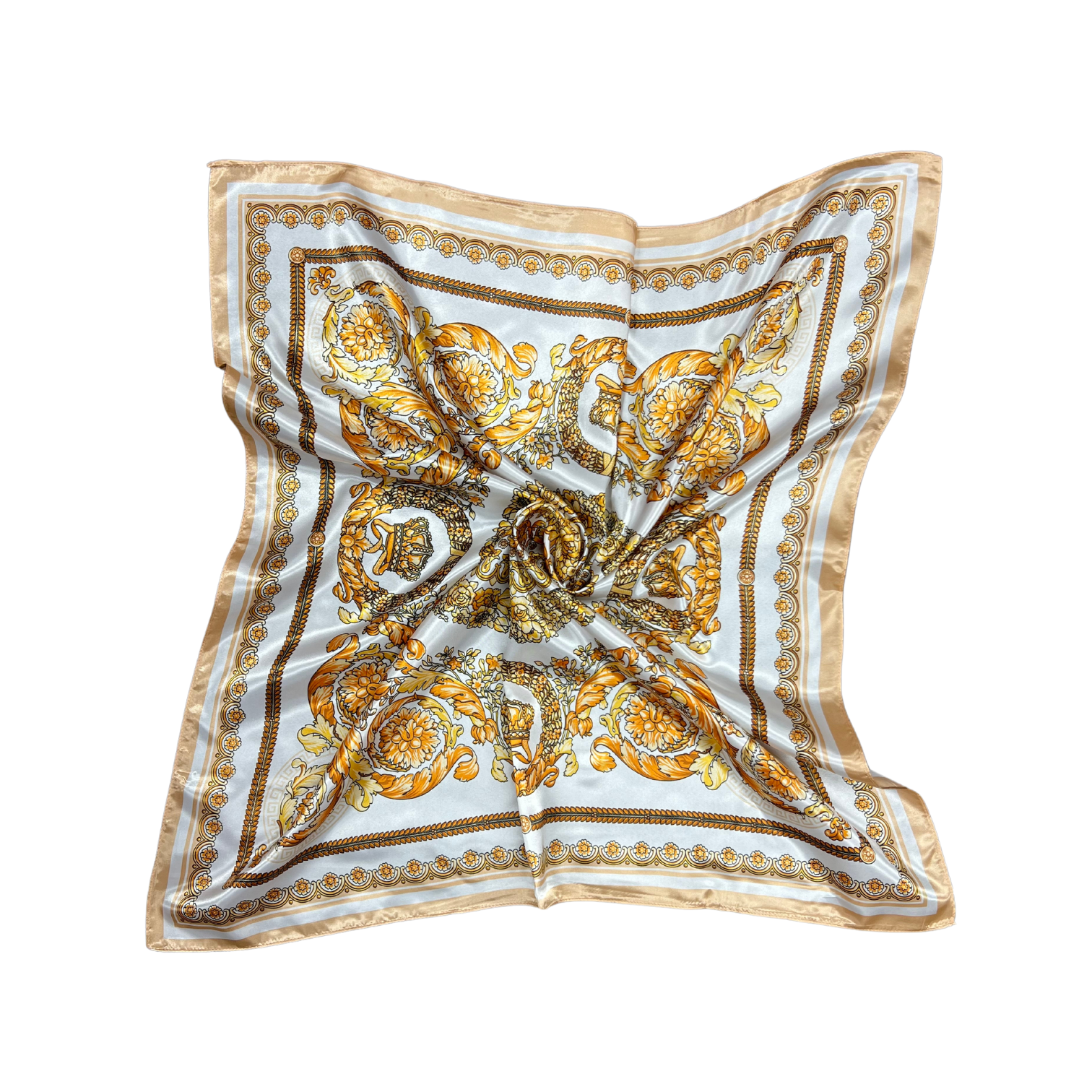 Golden Pattern Silk Touch Square Scarf