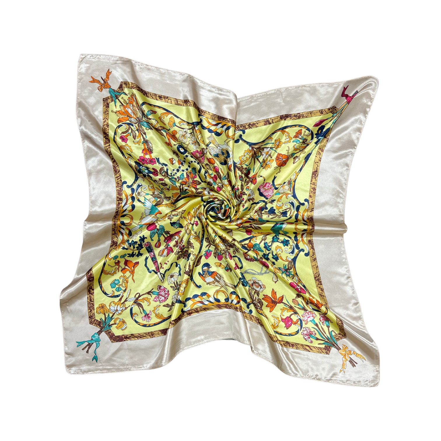Bird Pattern Silk Touch Square Scarf