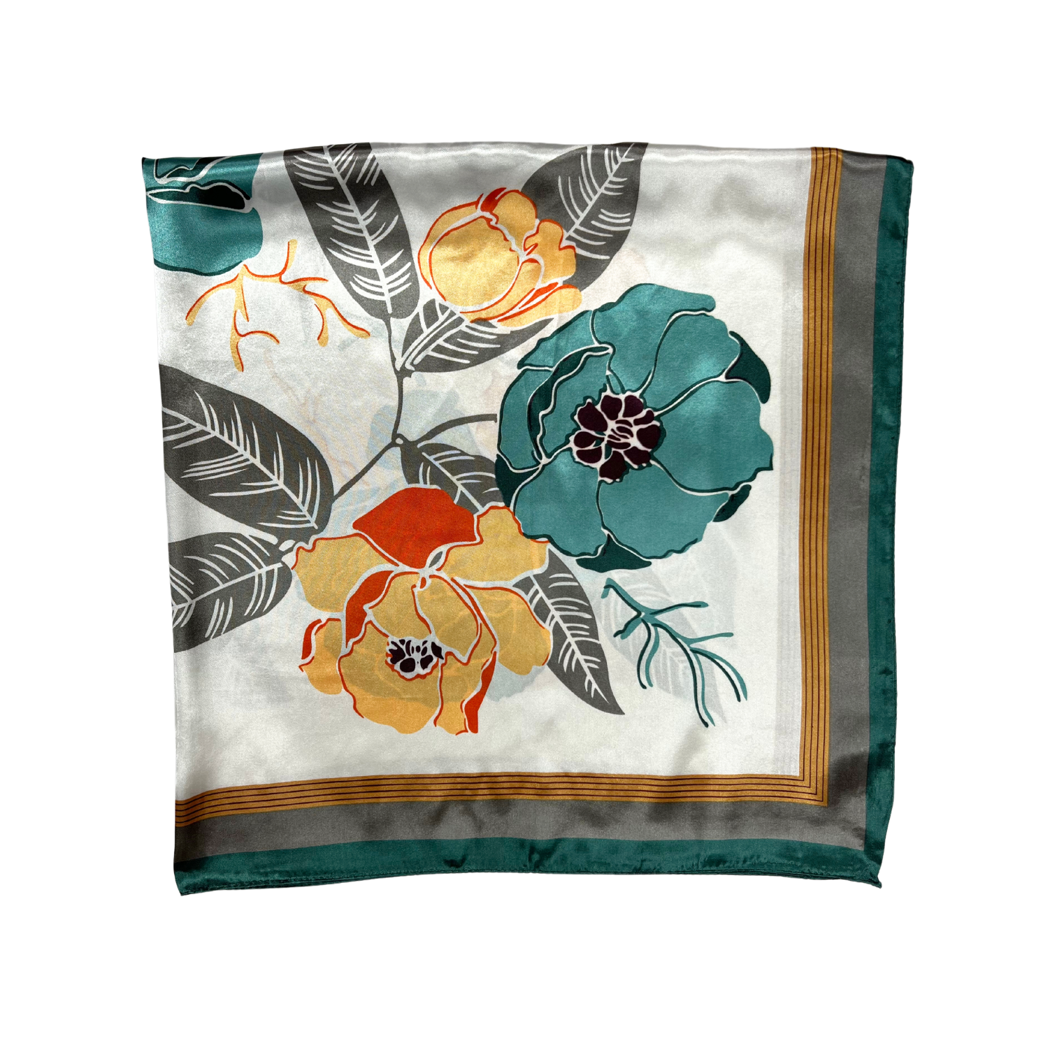 Floral Pattern Silk Touch Square Scarf