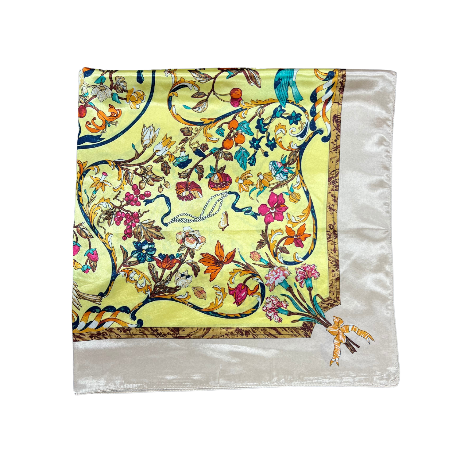 Bird Pattern Silk Touch Square Scarf