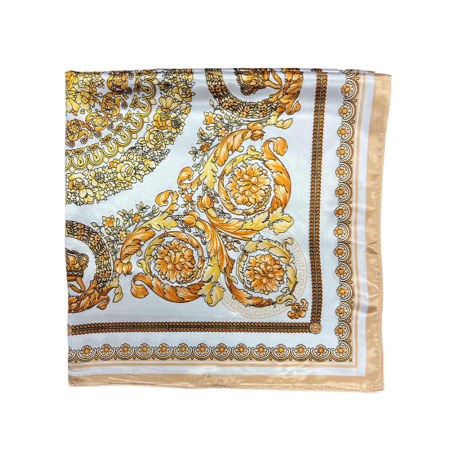 Golden Pattern Silk Touch Square Scarf
