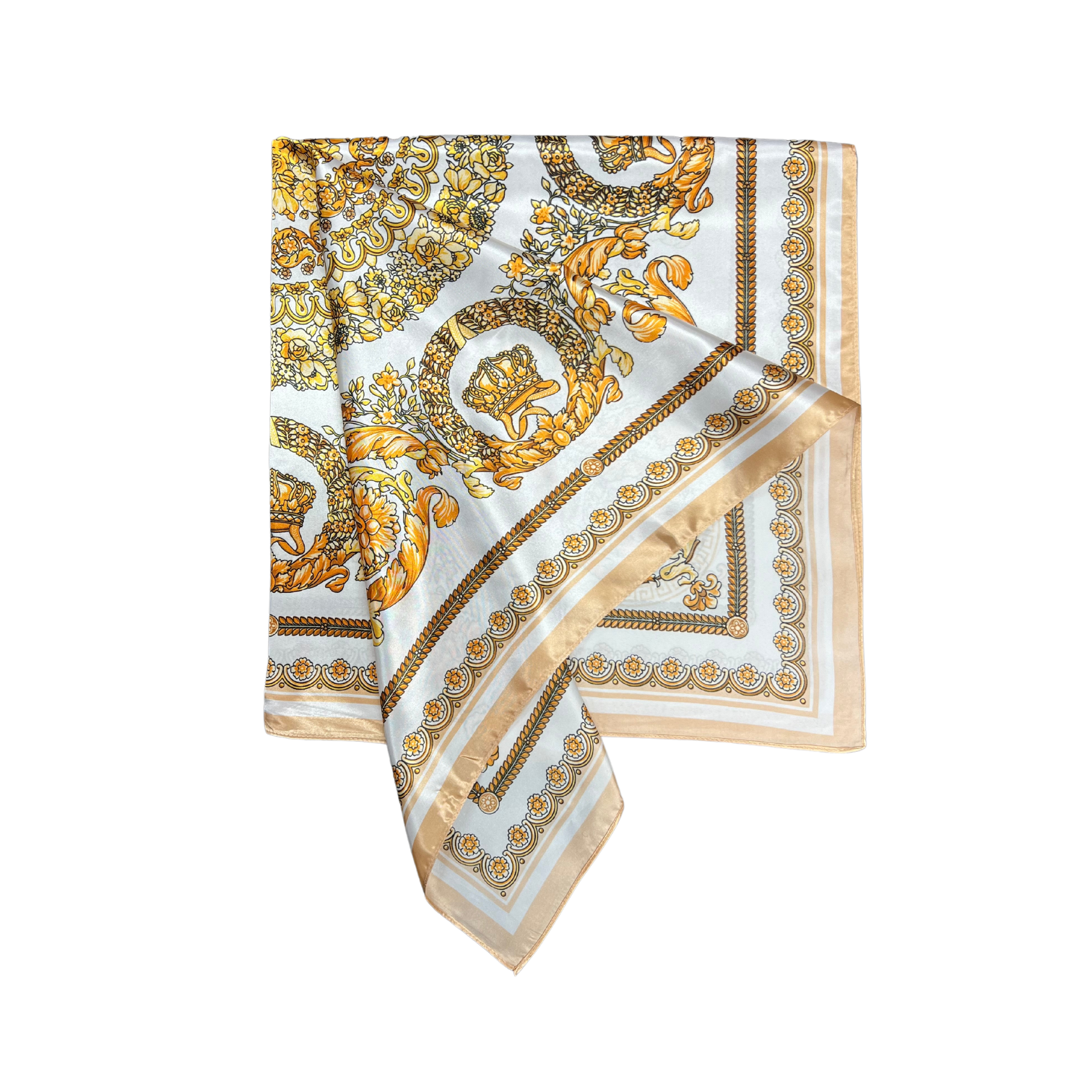 Golden Pattern Silk Touch Square Scarf