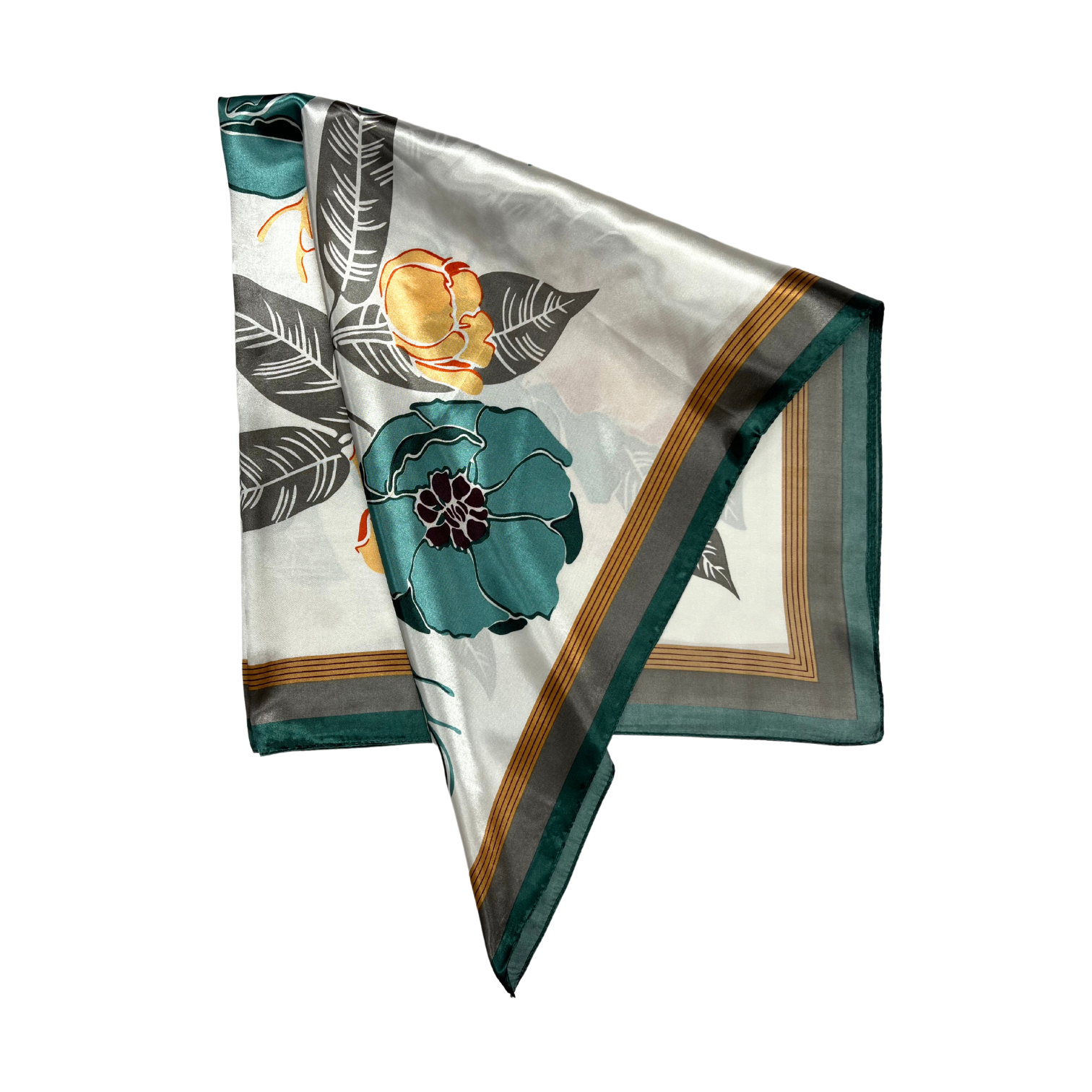 Floral Pattern Silk Touch Square Scarf