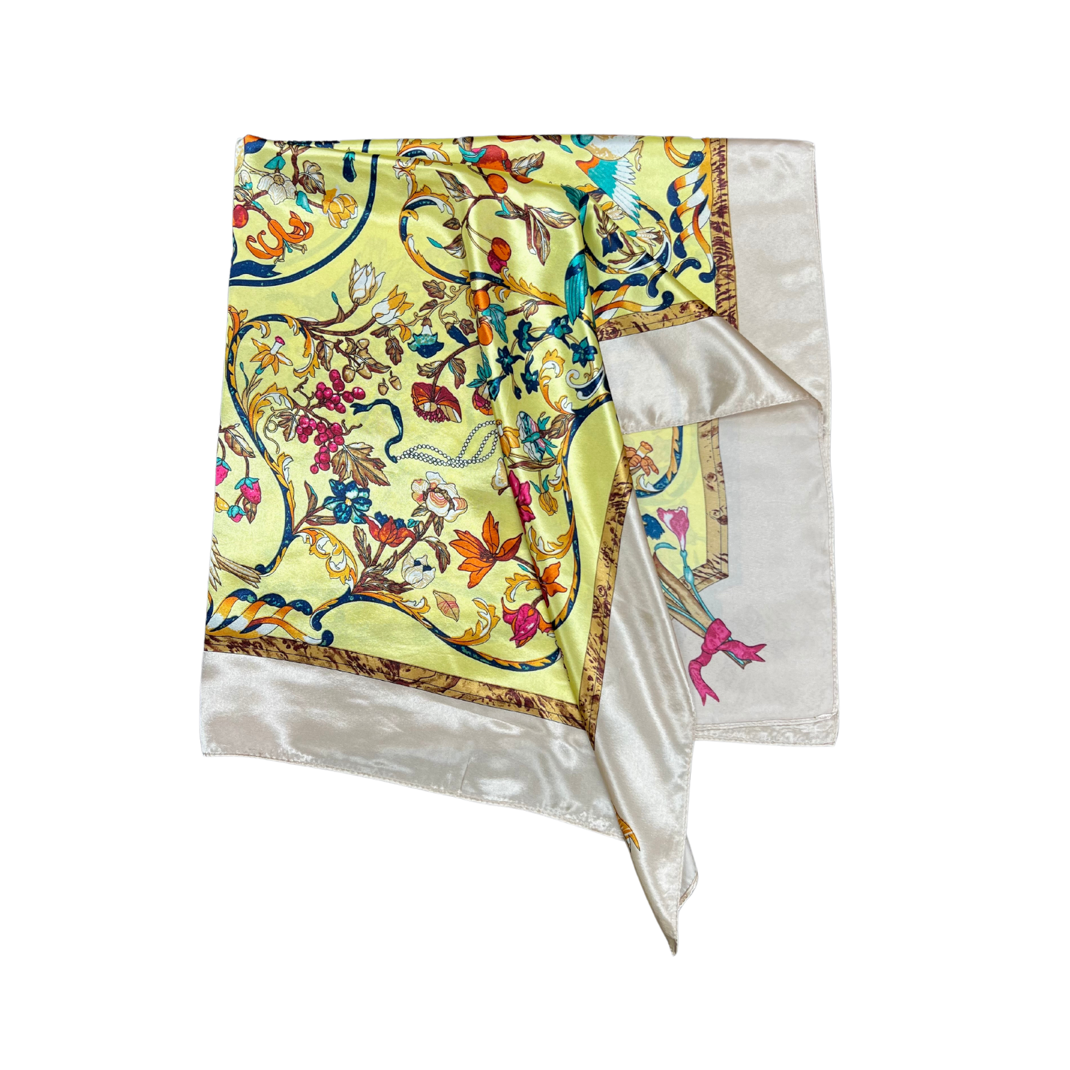 Bird Pattern Silk Touch Square Scarf