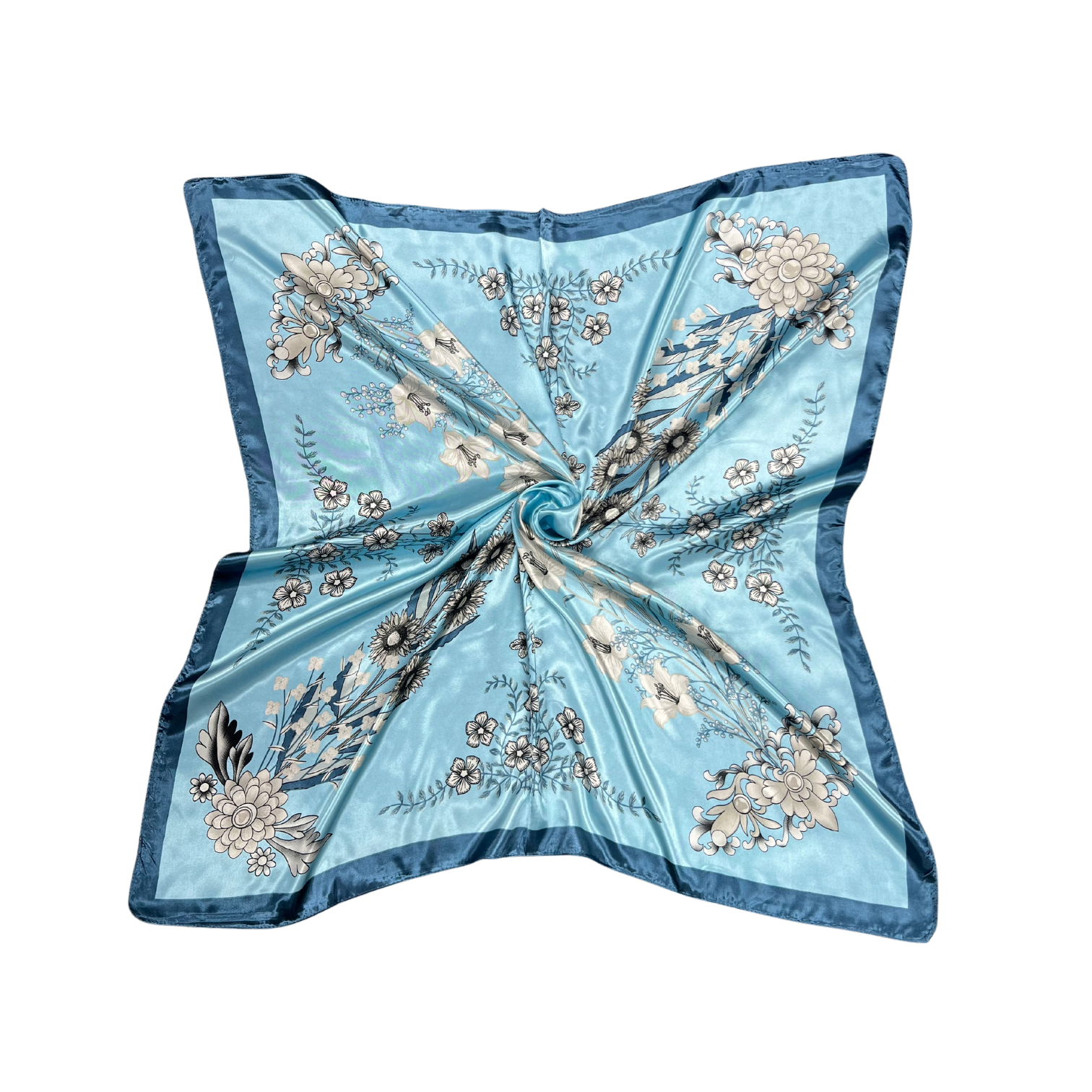 Multi-floral Pattern Silk Touch Square Scarf