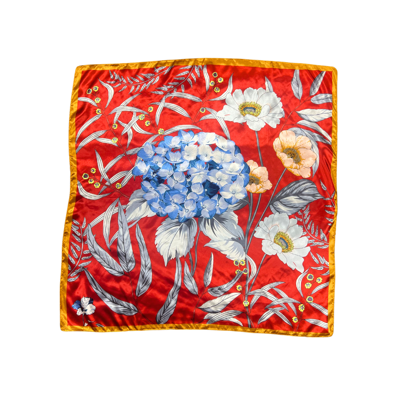 Botanic Floral Pattern Silk Touch Square Scarf