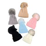 Rhinestone Pom Pom Beanie Hat
