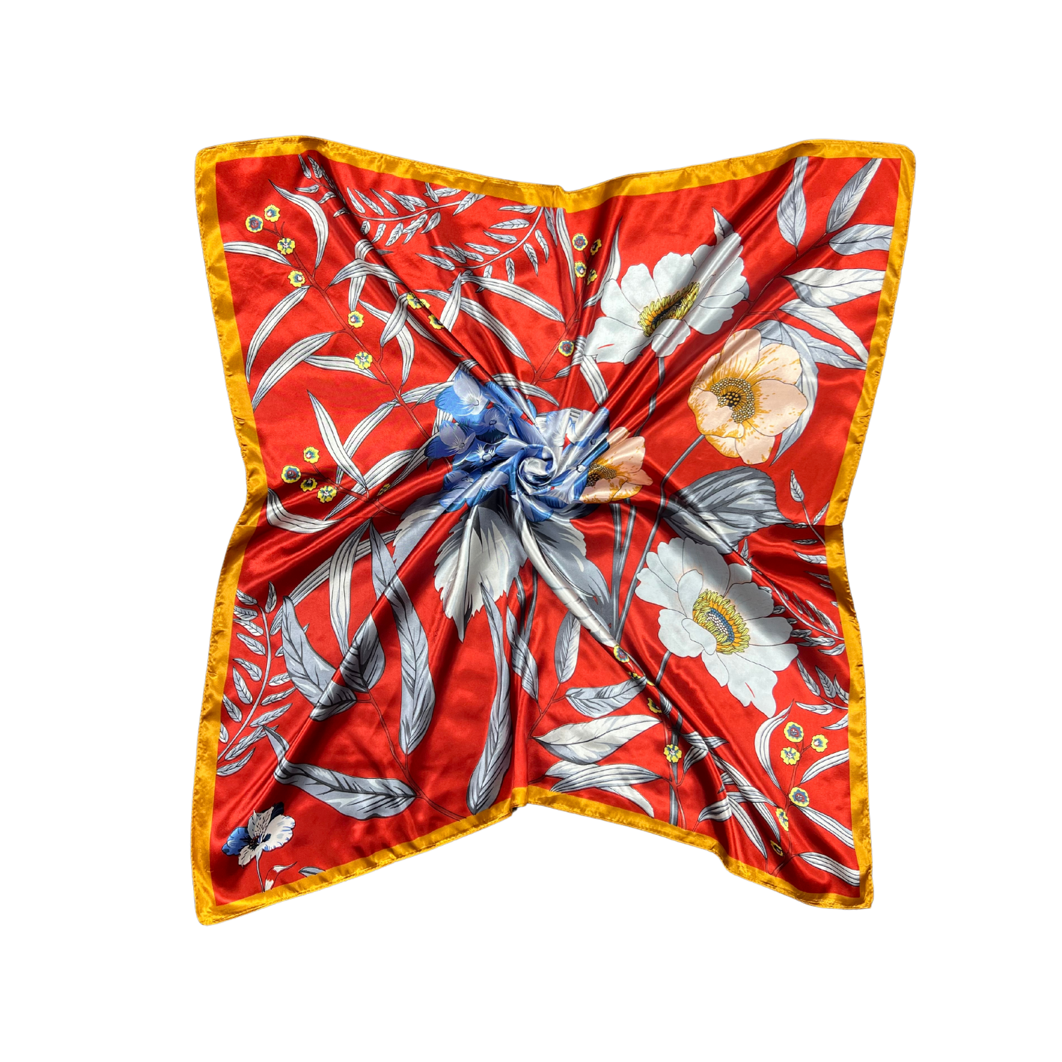 Botanic Floral Pattern Silk Touch Square Scarf