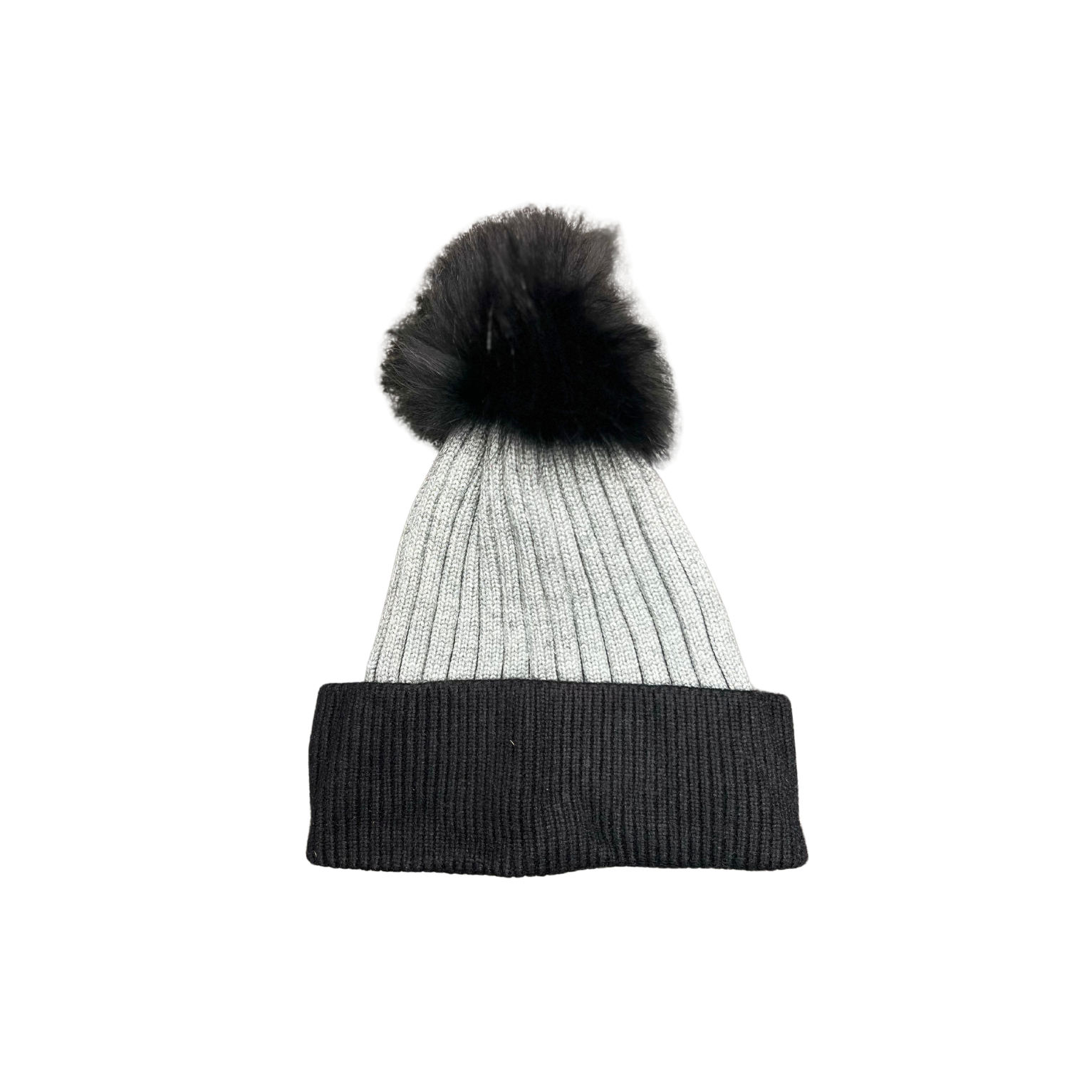 Colorblock Pom Pom Beanie Hat