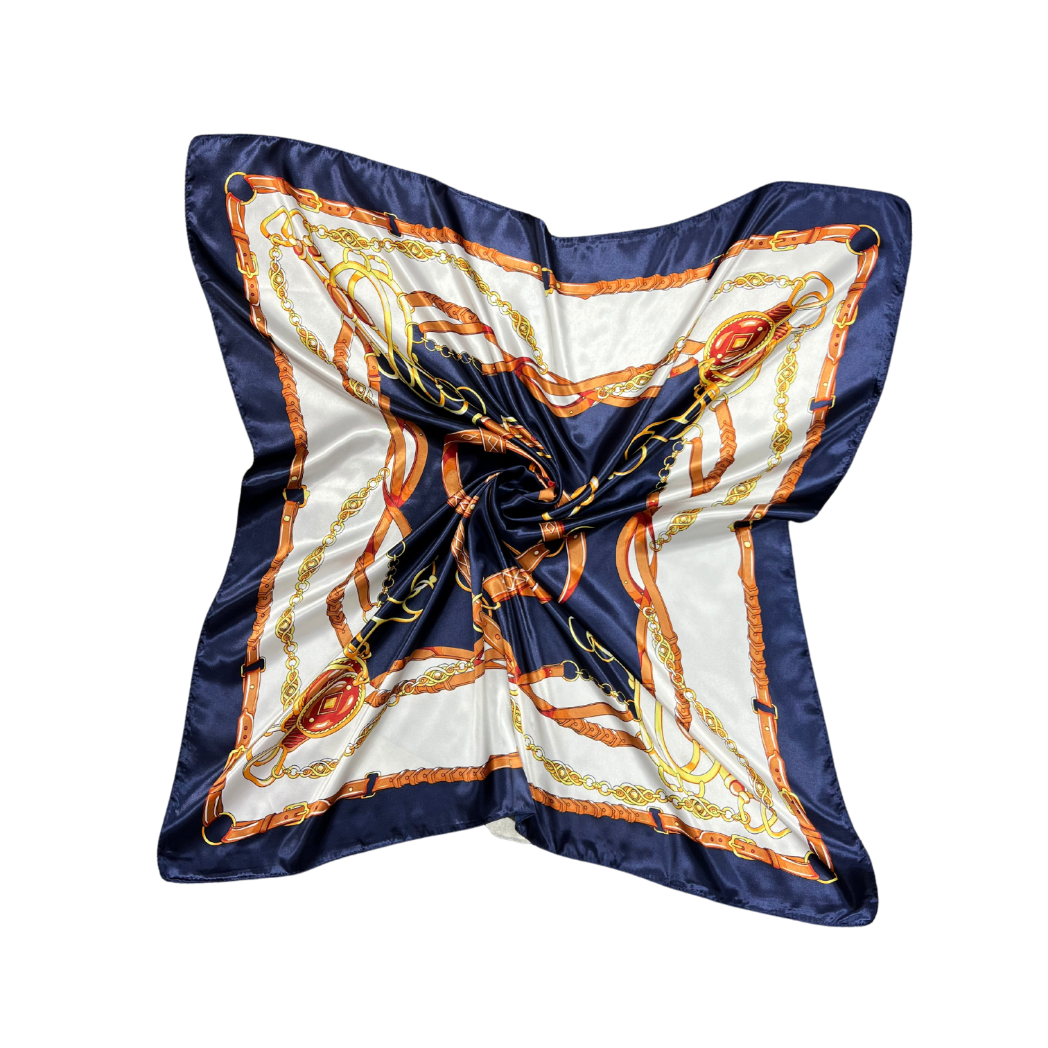Belted Chain Pattern Silk Touch Square Scarf