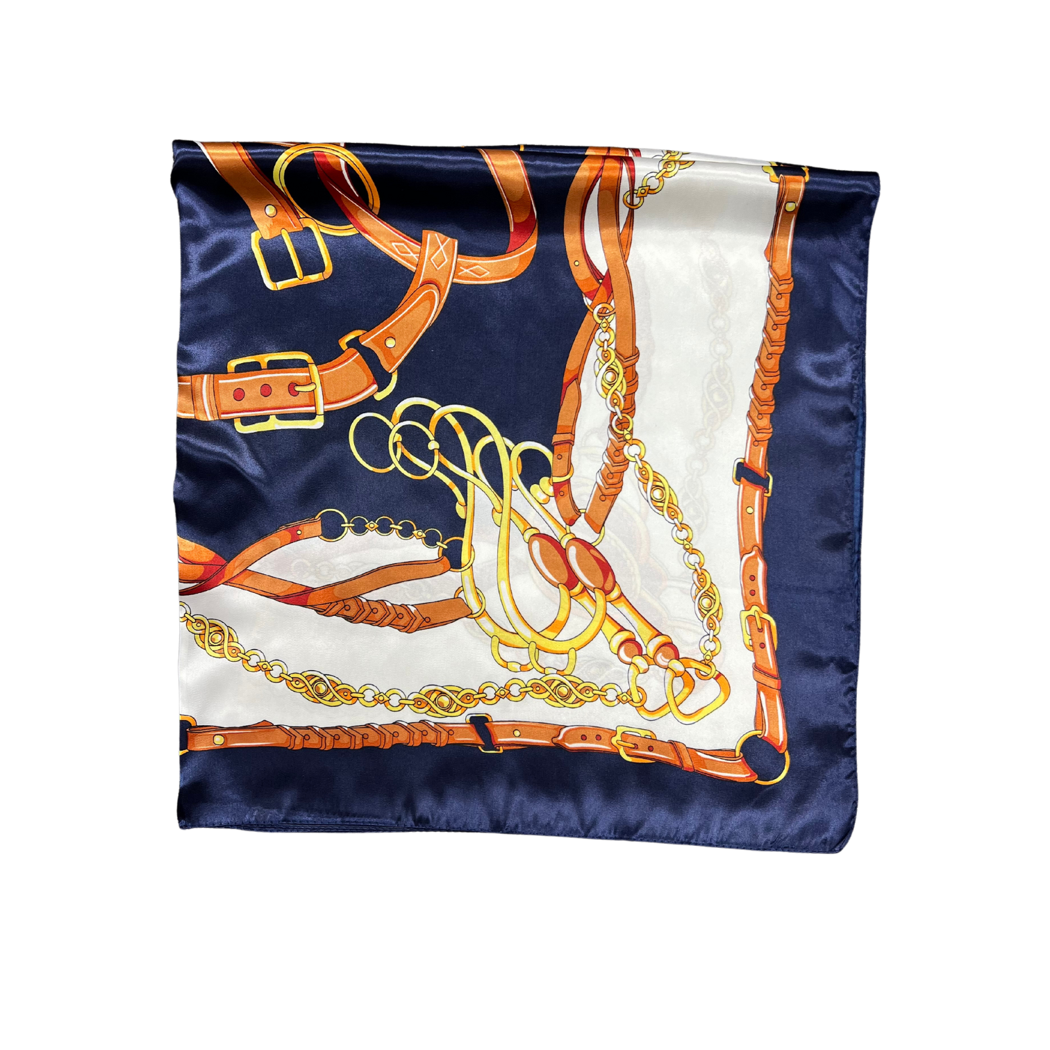 Belted Chain Pattern Silk Touch Square Scarf