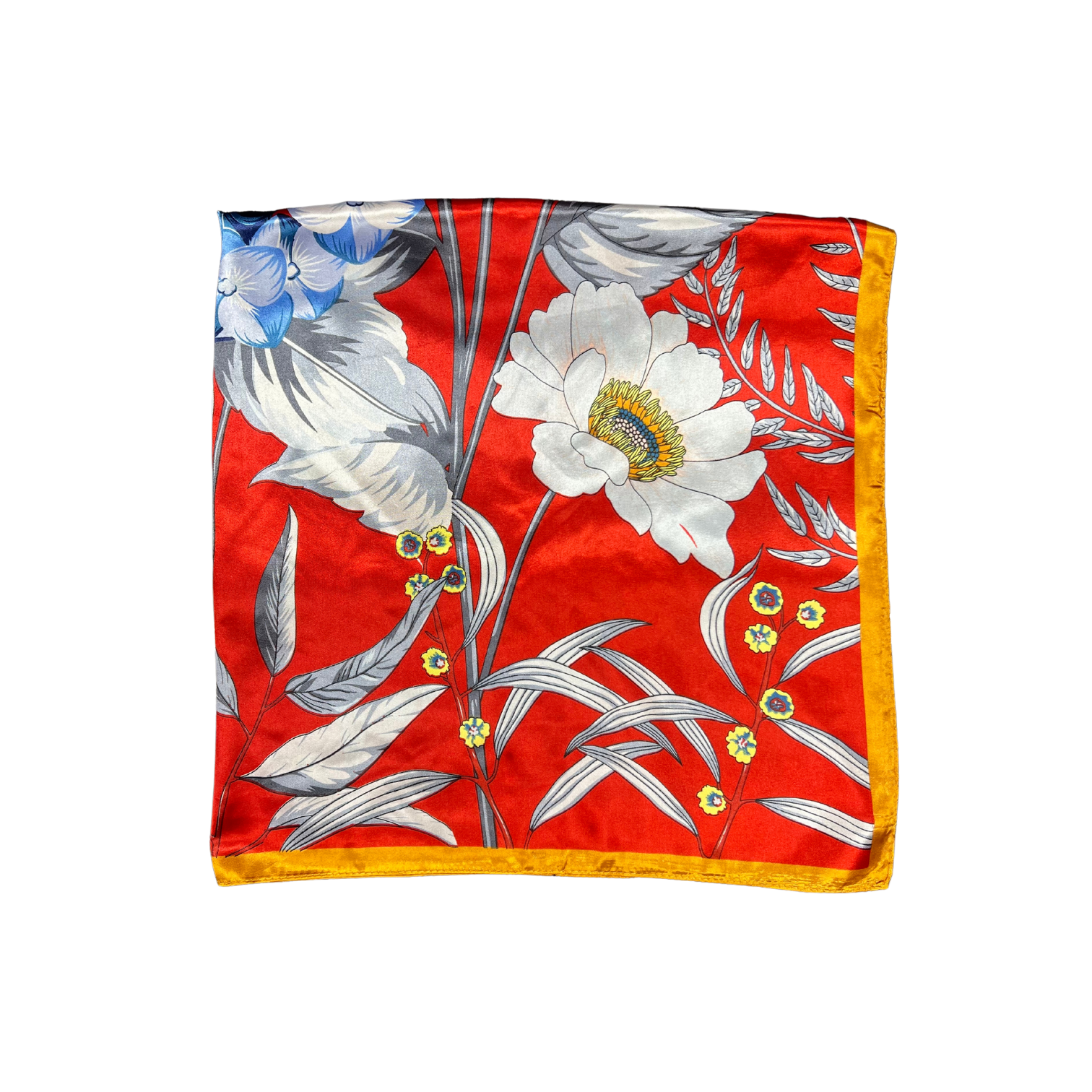 Botanic Floral Pattern Silk Touch Square Scarf