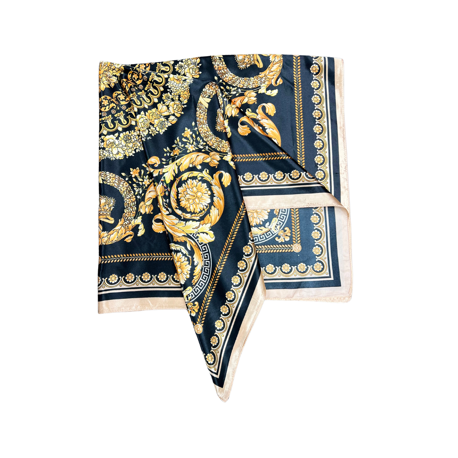 Golden Pattern Silk Touch Square Scarf