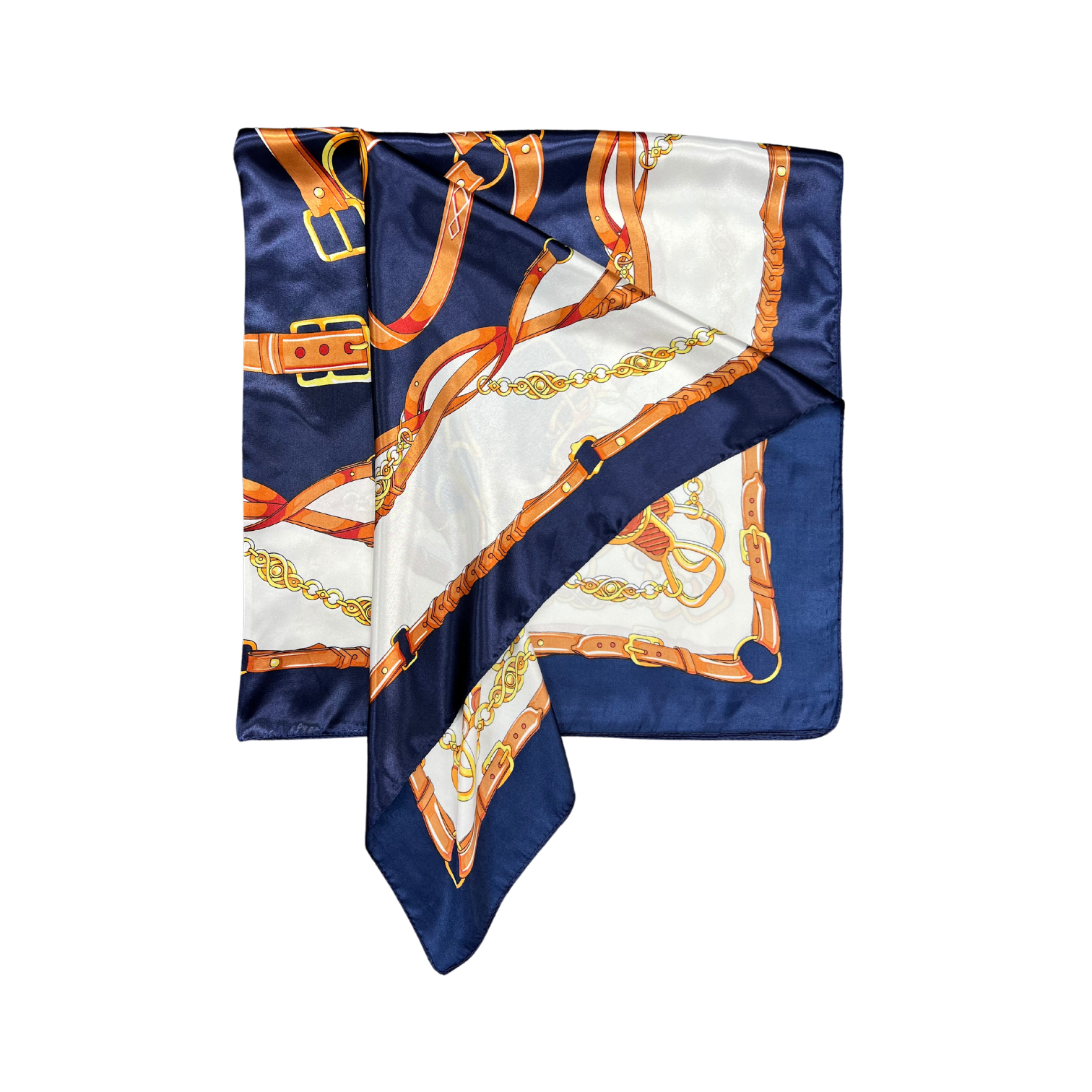 Belted Chain Pattern Silk Touch Square Scarf