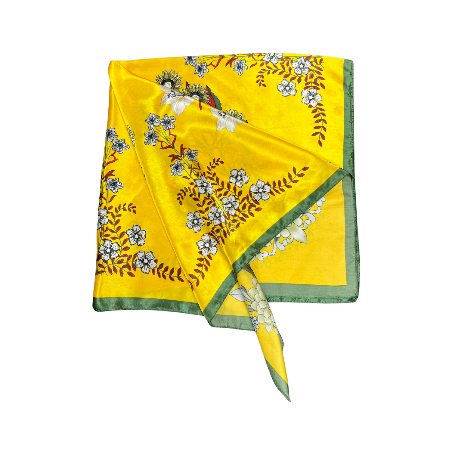Multi-floral Pattern Silk Touch Square Scarf