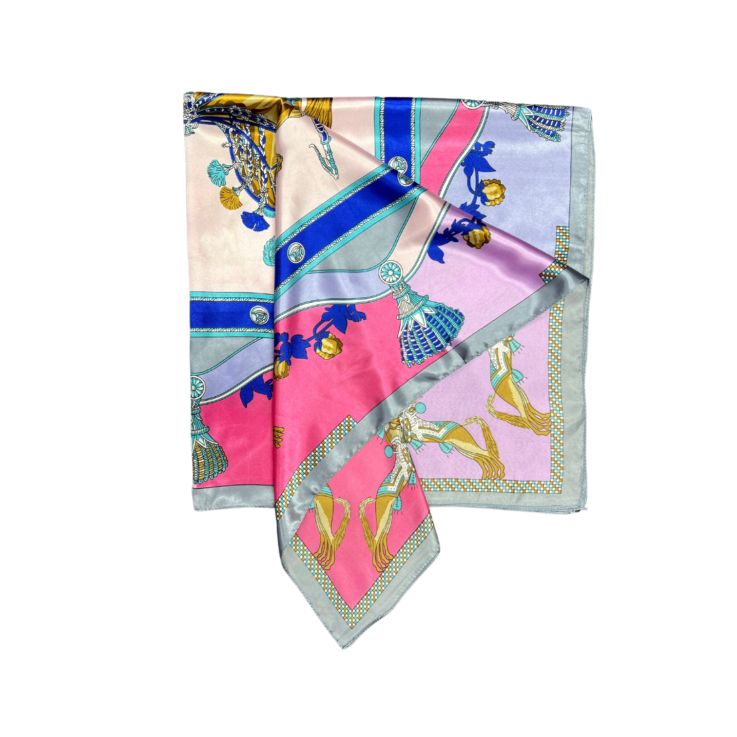 Armed Horse Pattern Silk Touch Square Scarf