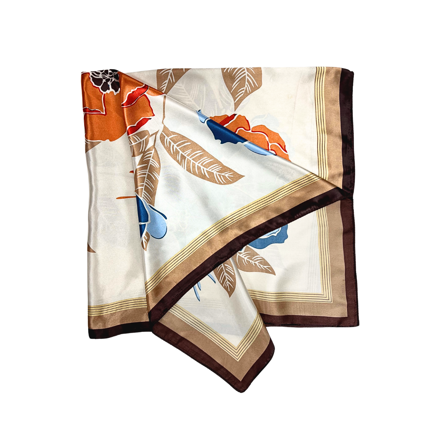 Floral Pattern Silk Touch Square Scarf
