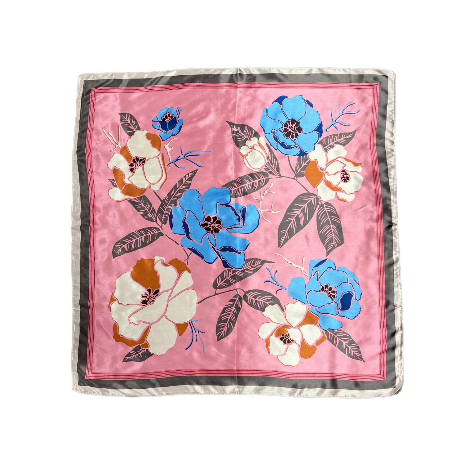 Floral Pattern Silk Touch Square Scarf