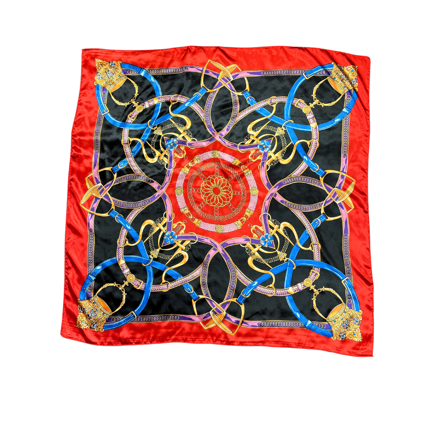 Wired Chain Pattern Silk Touch Square Scarf