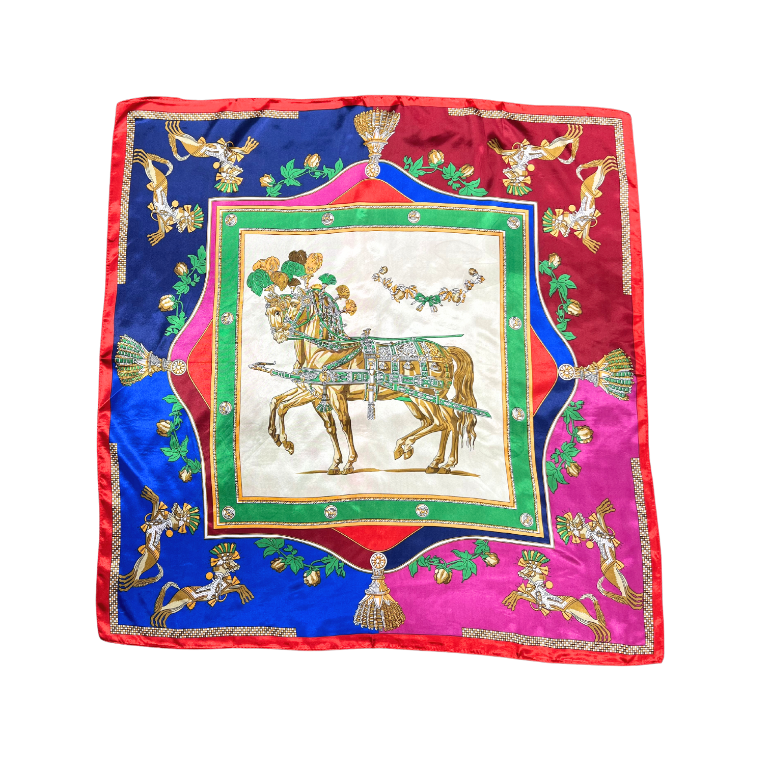 Armed Horse Pattern Silk Touch Square Scarf