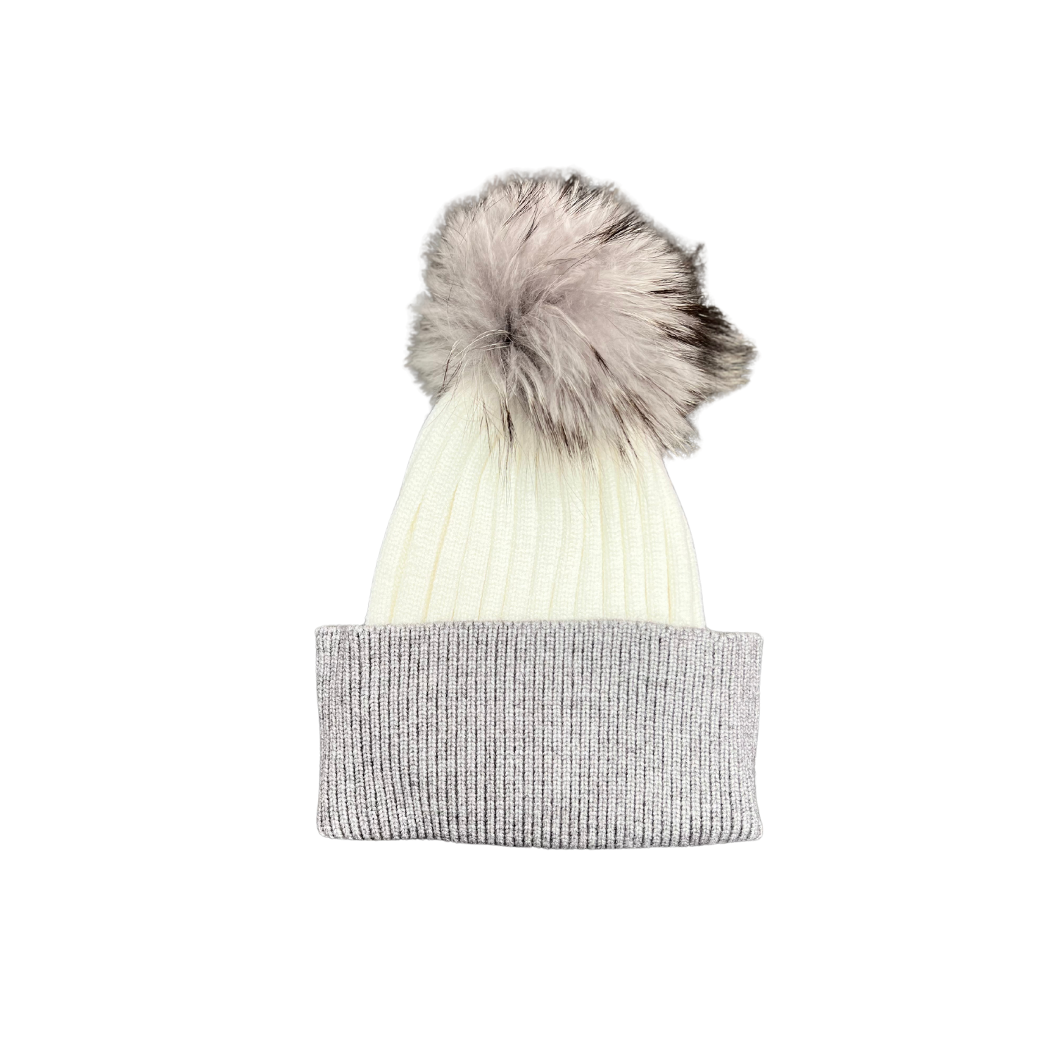 Colorblock Pom Pom Beanie Hat