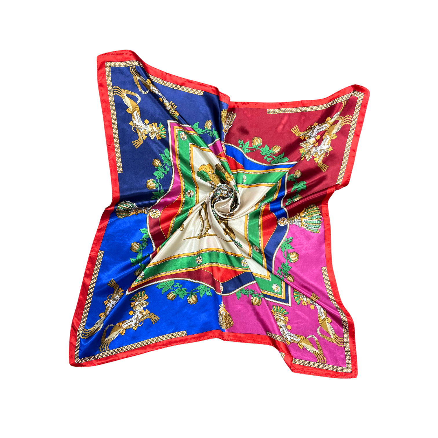 Armed Horse Pattern Silk Touch Square Scarf