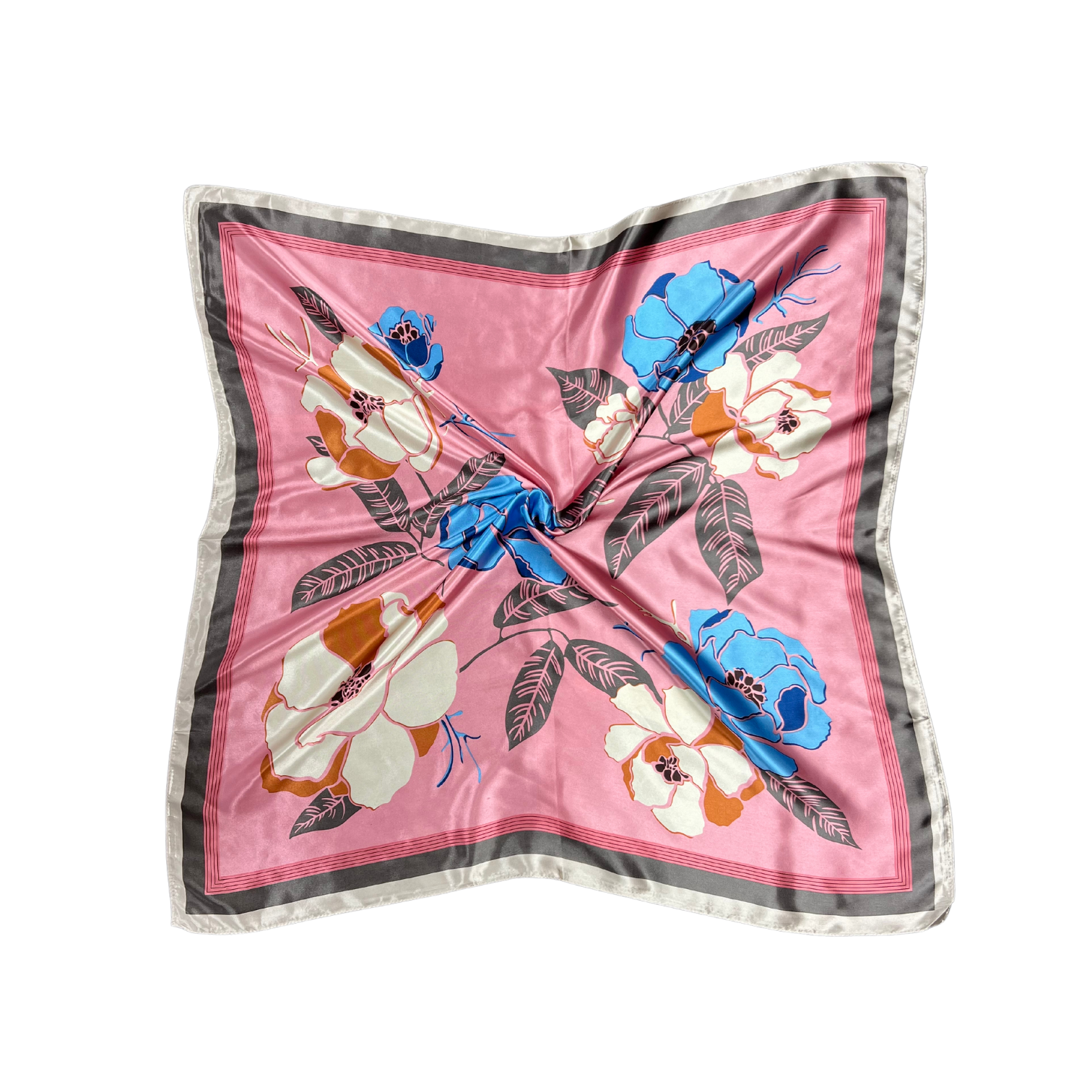Floral Pattern Silk Touch Square Scarf