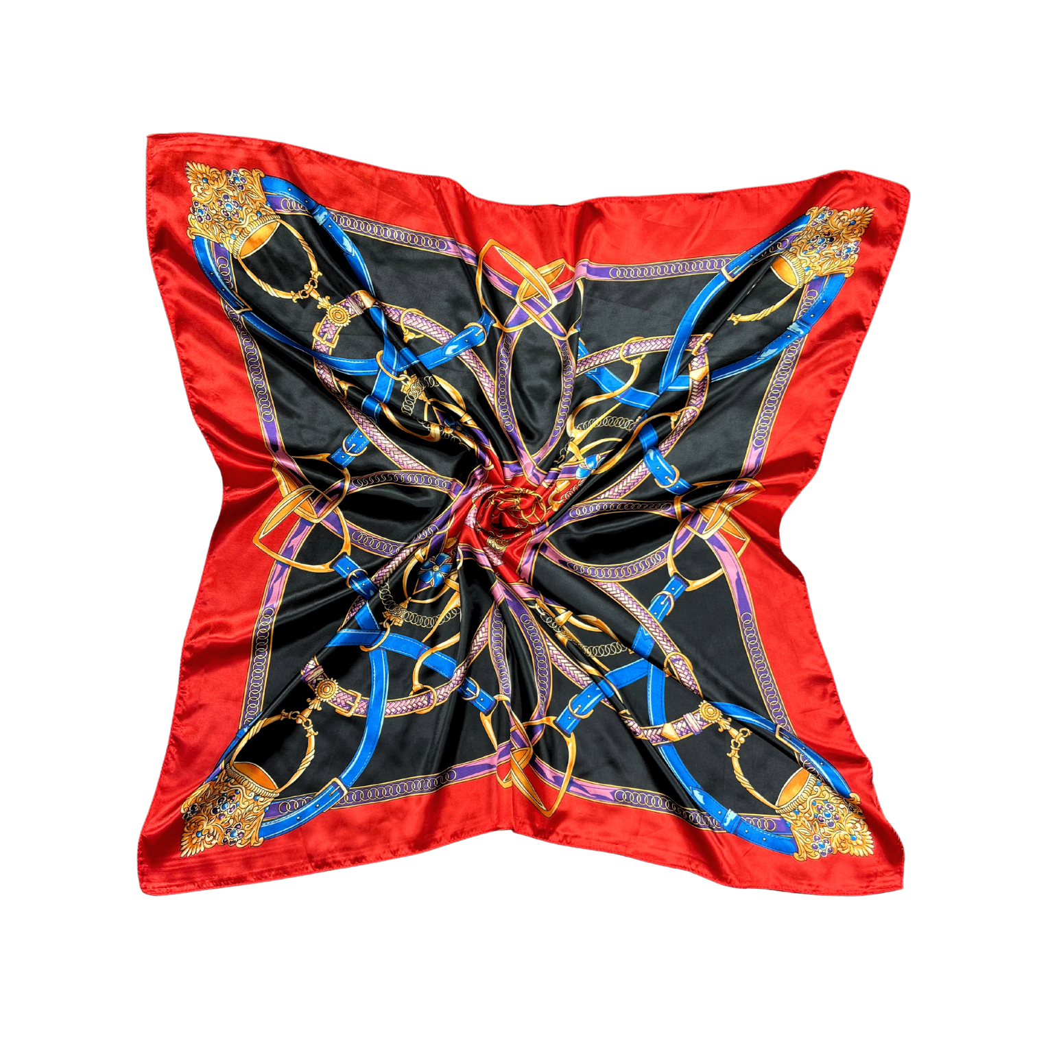 Wired Chain Pattern Silk Touch Square Scarf