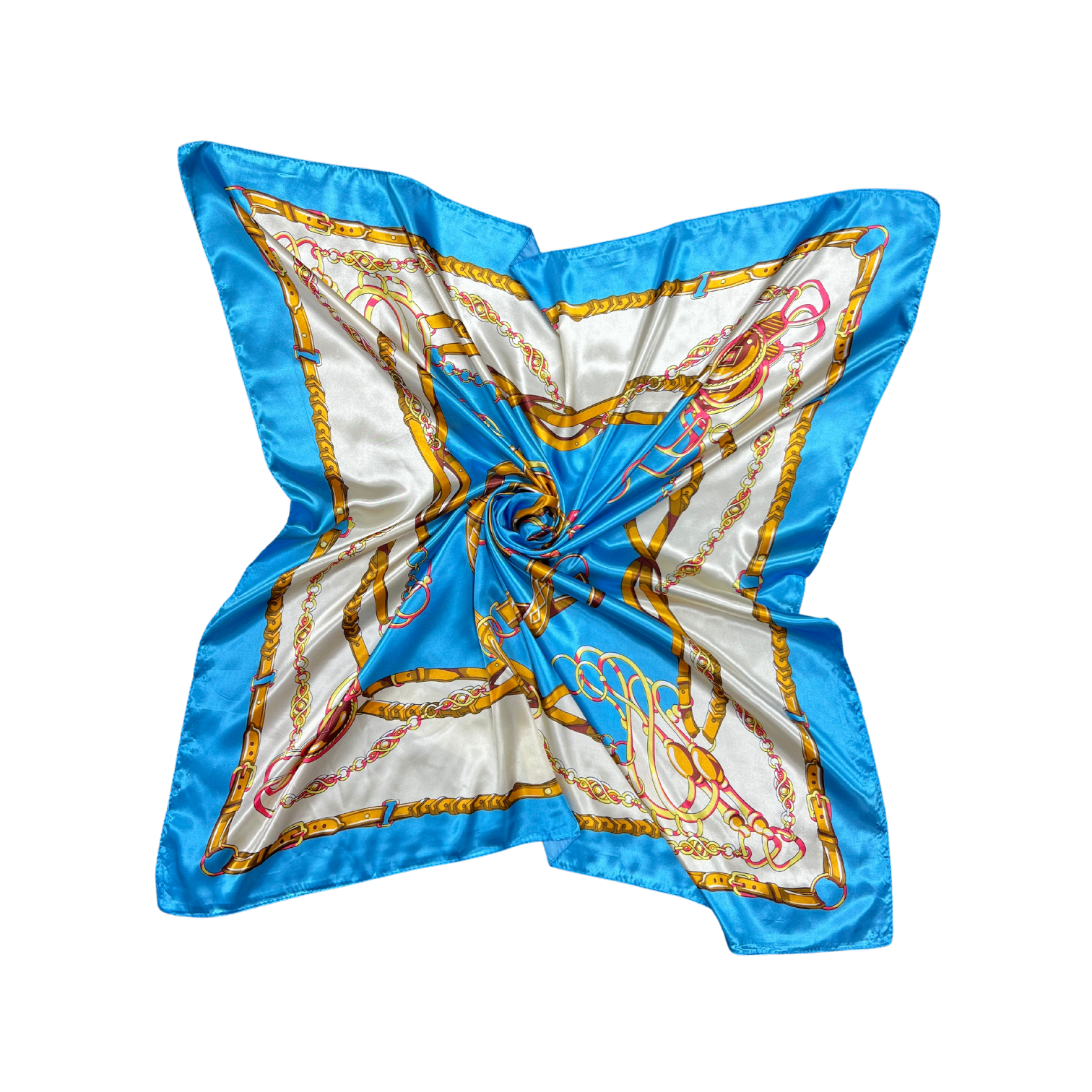 Belted Chain Pattern Silk Touch Square Scarf
