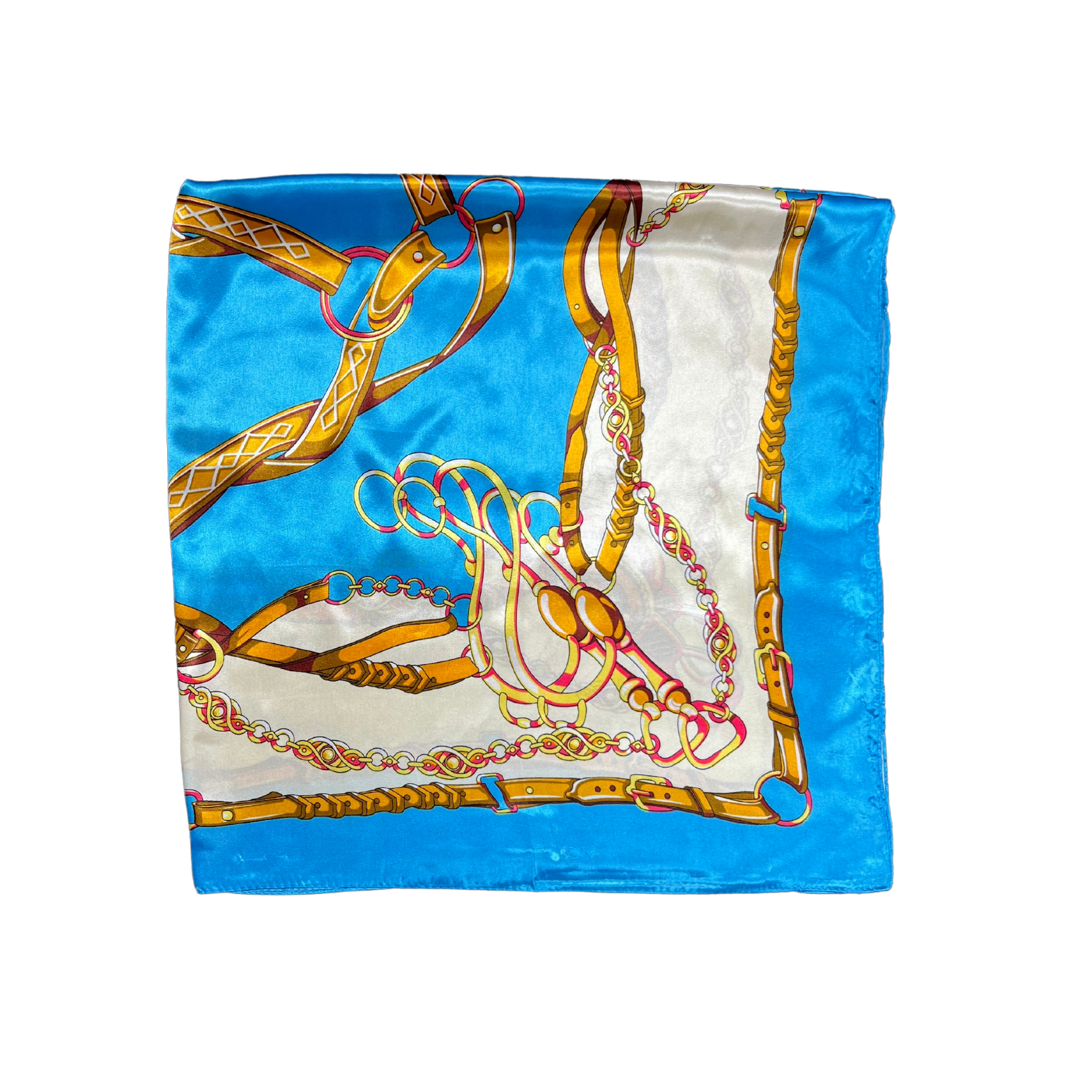Belted Chain Pattern Silk Touch Square Scarf
