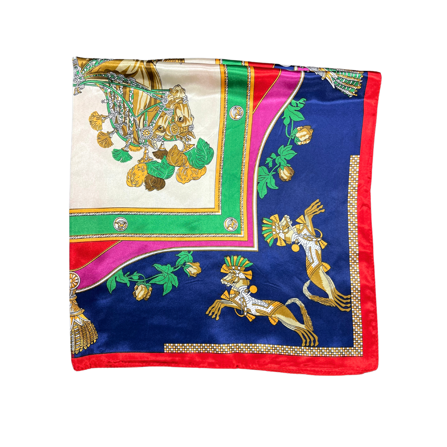 Armed Horse Pattern Silk Touch Square Scarf