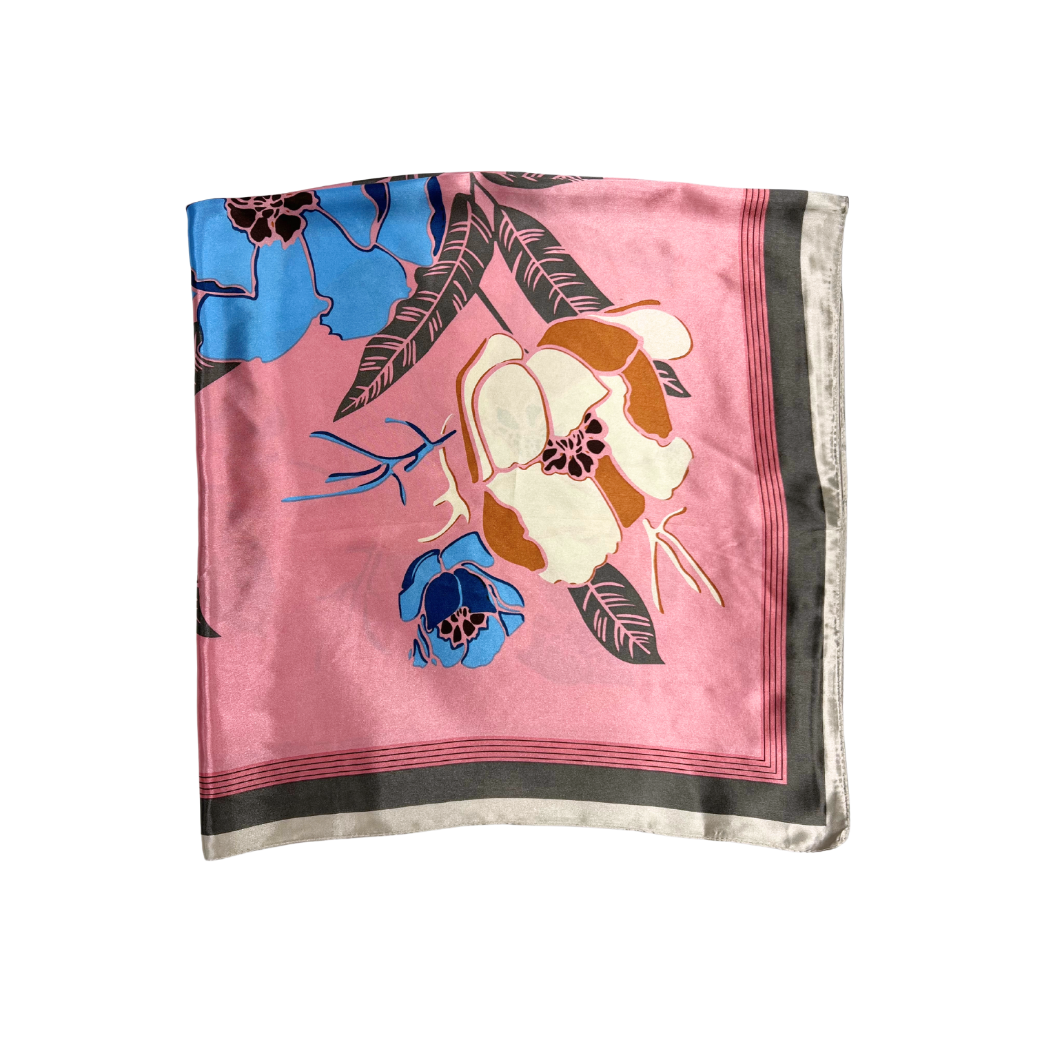 Floral Pattern Silk Touch Square Scarf