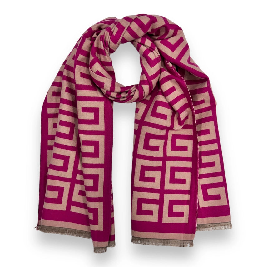 Maze Print Reversible Winter Scarf