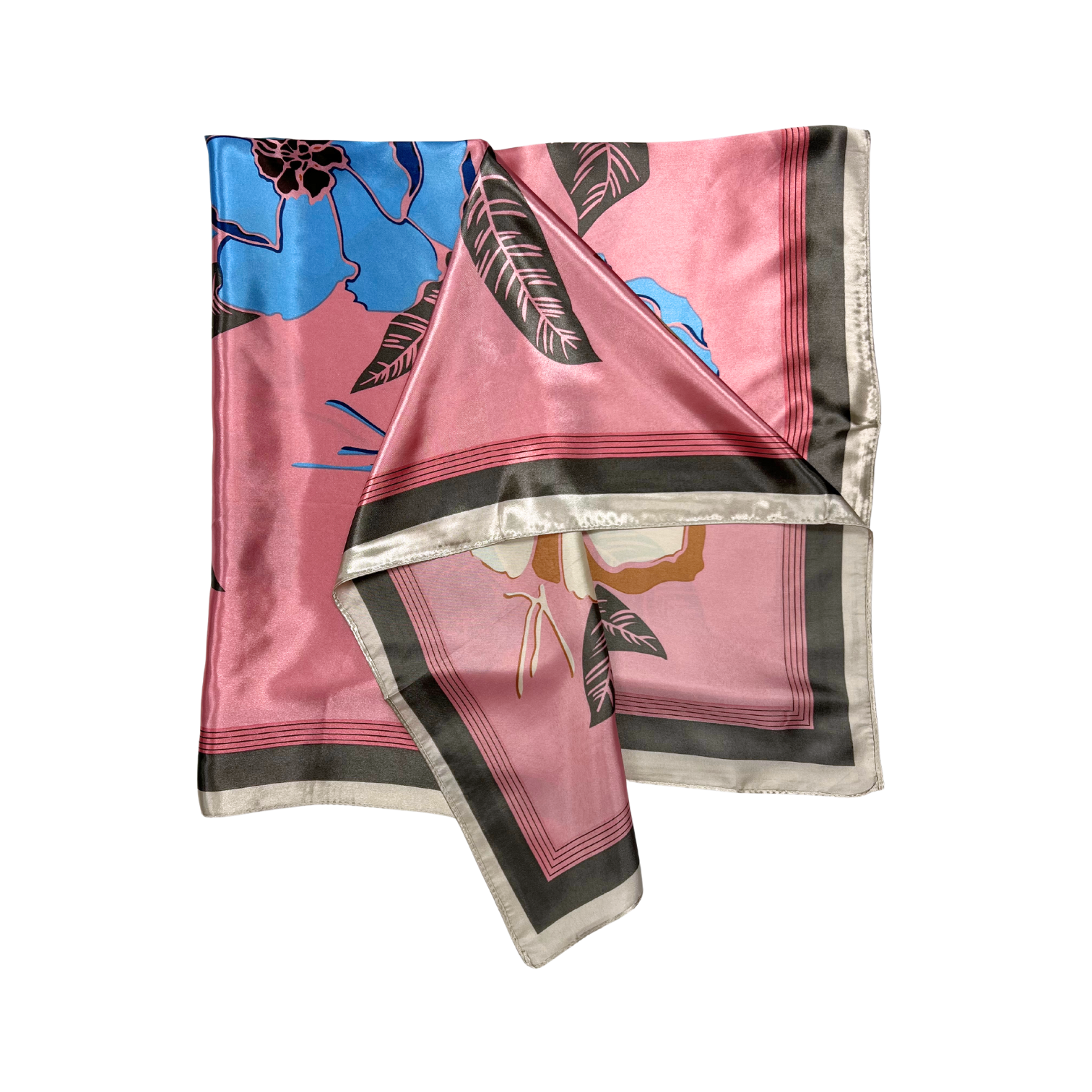 Floral Pattern Silk Touch Square Scarf