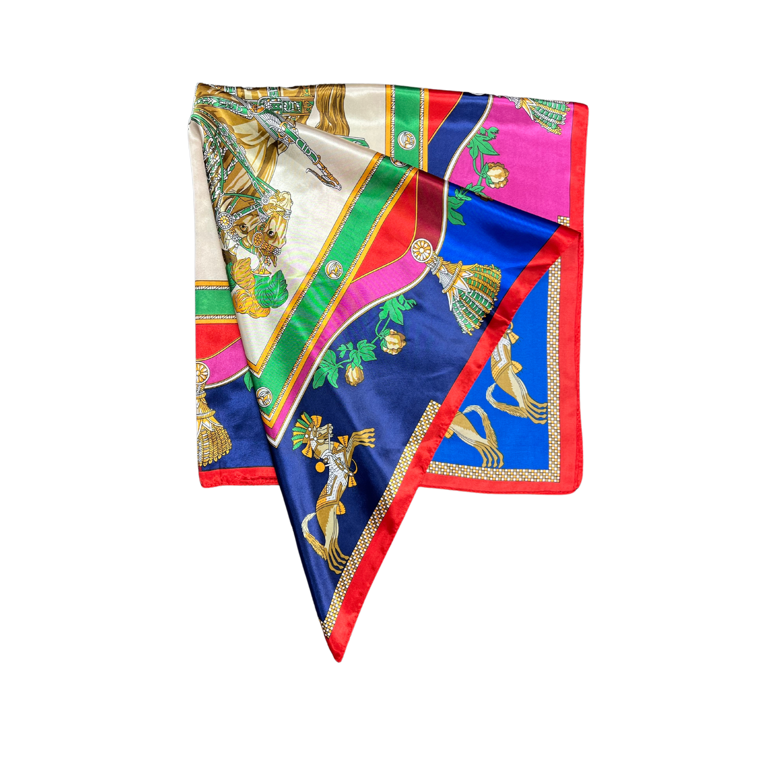 Armed Horse Pattern Silk Touch Square Scarf