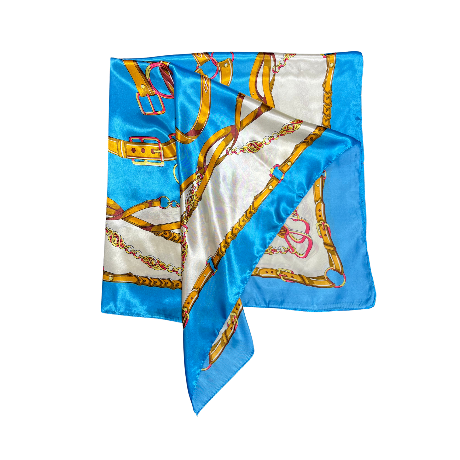 Belted Chain Pattern Silk Touch Square Scarf