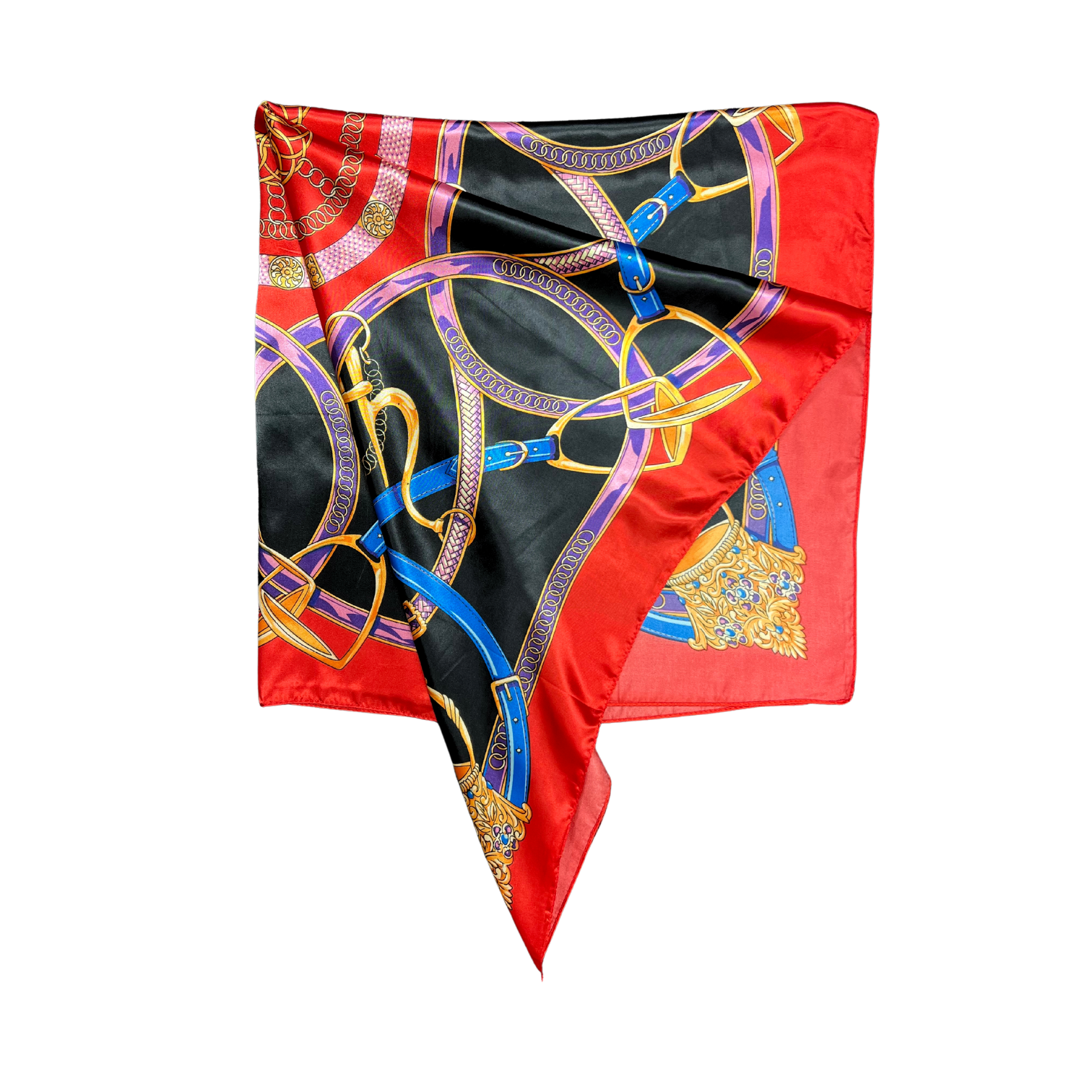 Wired Chain Pattern Silk Touch Square Scarf