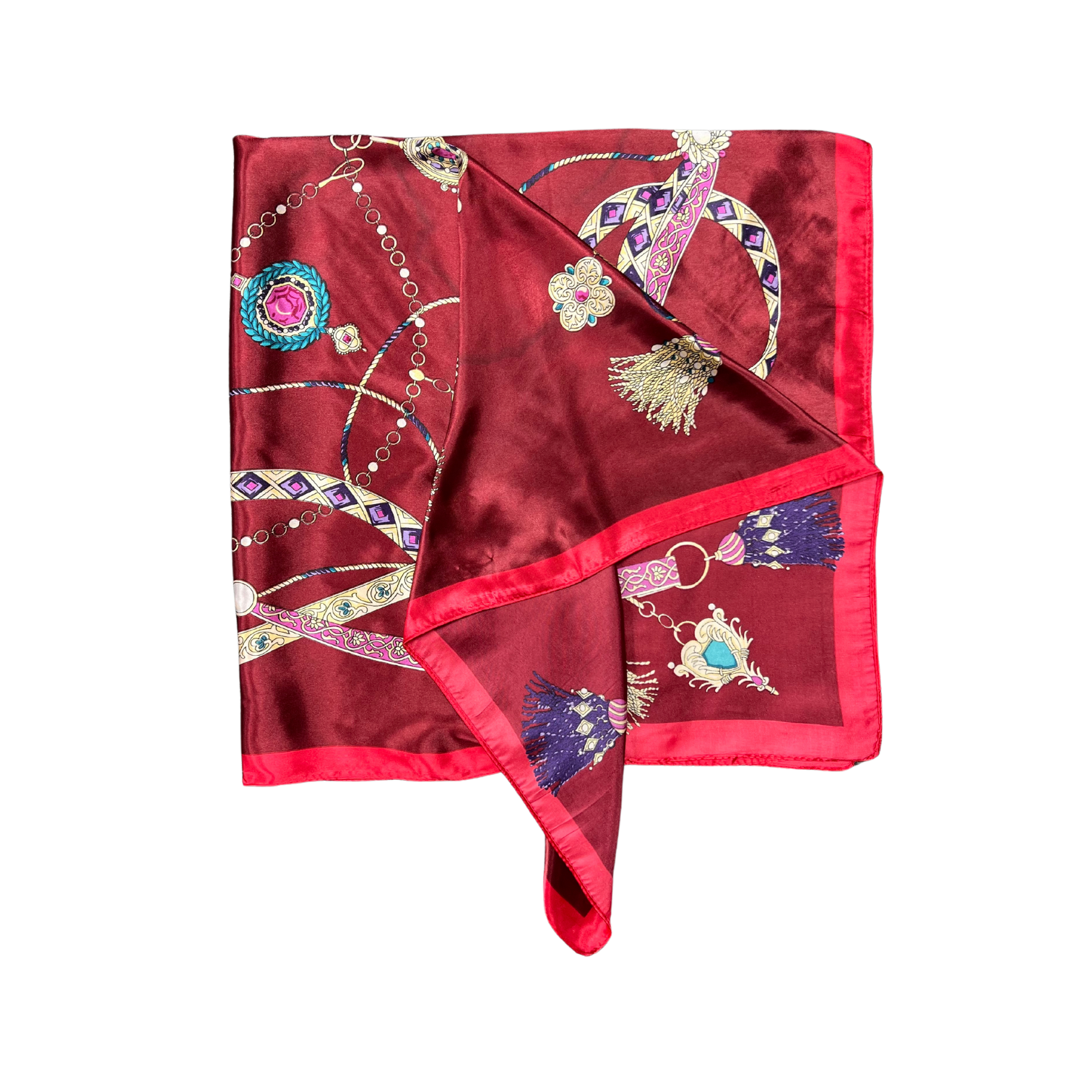 Tassel Pattern Silk Touch Square Scarf